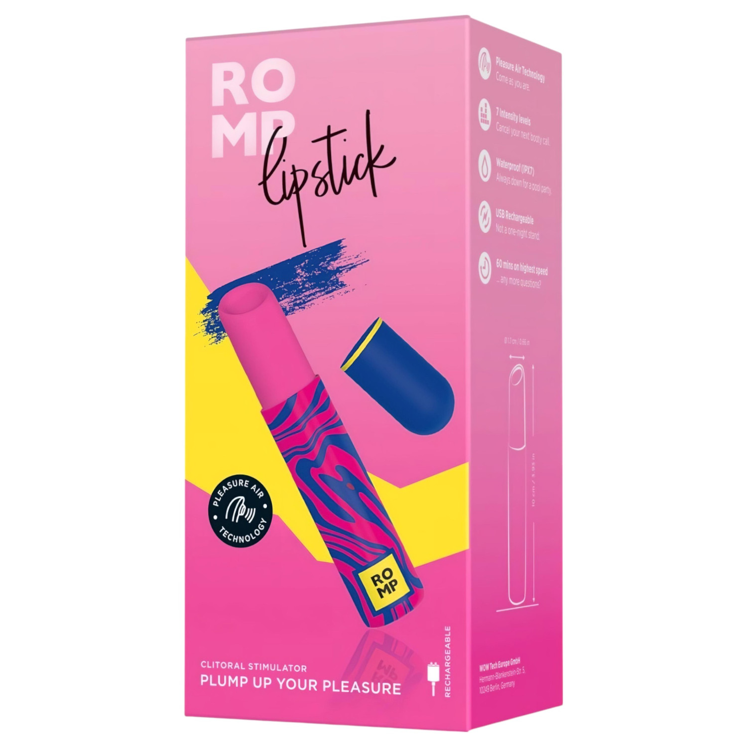 ROMP Lipstick - akkus léghullámos csiklóizgató (pink)