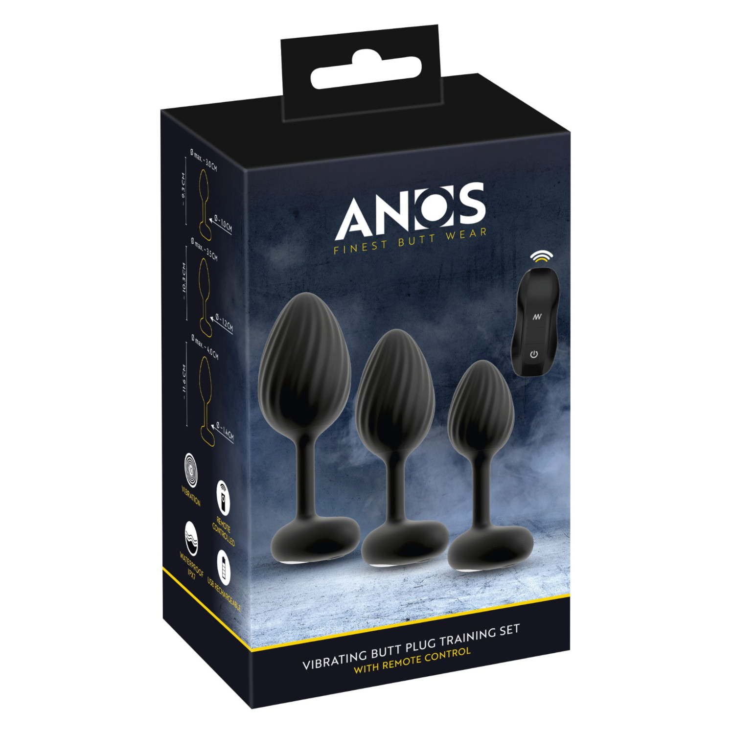 ANOS - vibrációs anál plug szett (fekete)