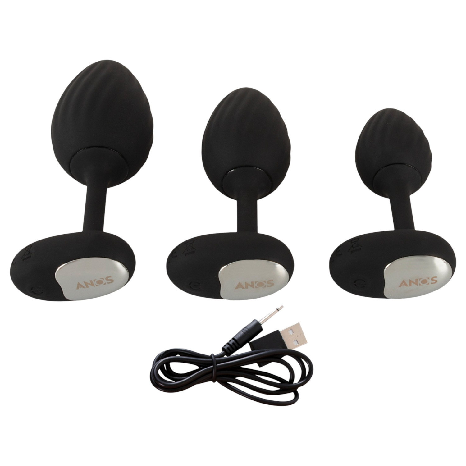 ANOS - vibrációs anál plug szett (fekete)