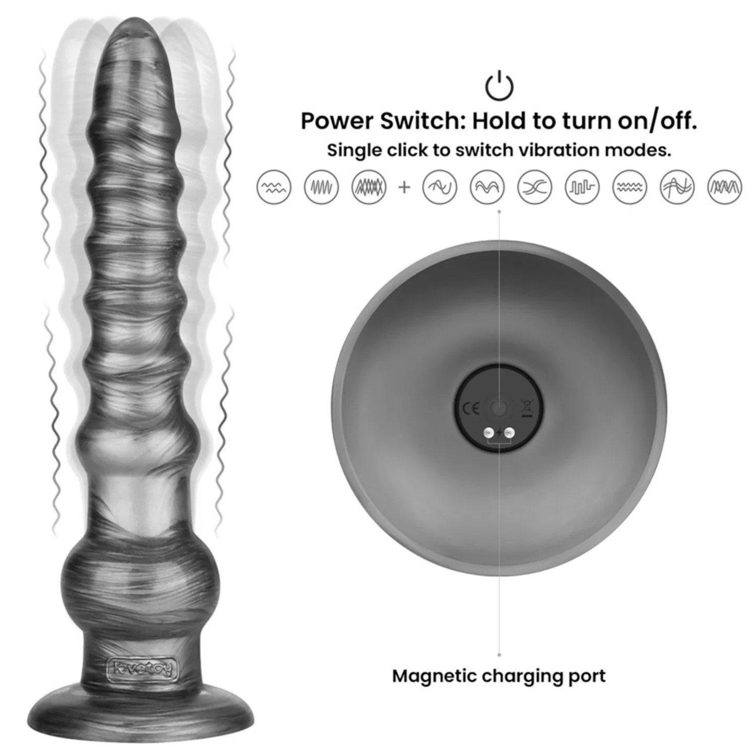 Lovetoy King Sized - extra nagy vibrátor - 32 cm (szürke)