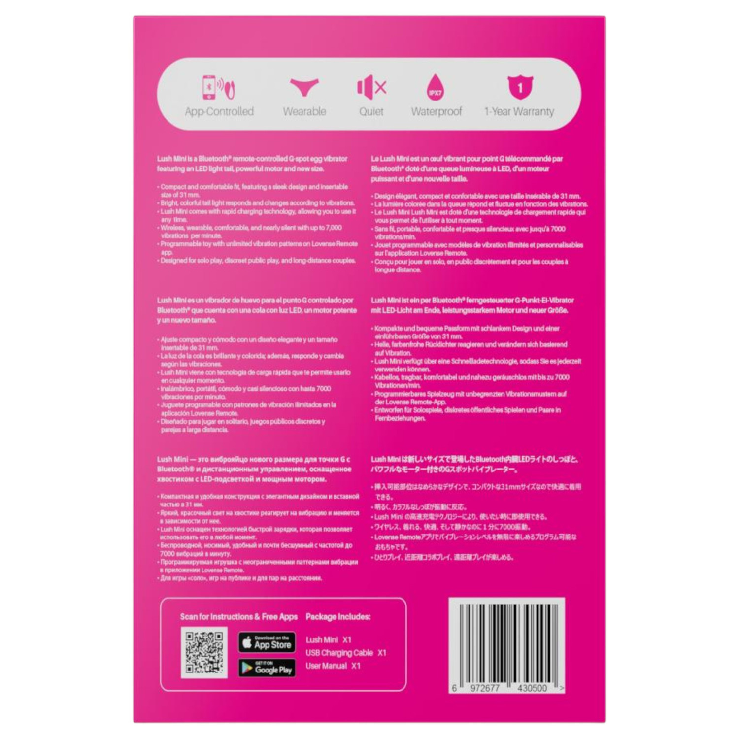 Lovense Lush Mini – App-vezérelt vibrációs tojás (pink)