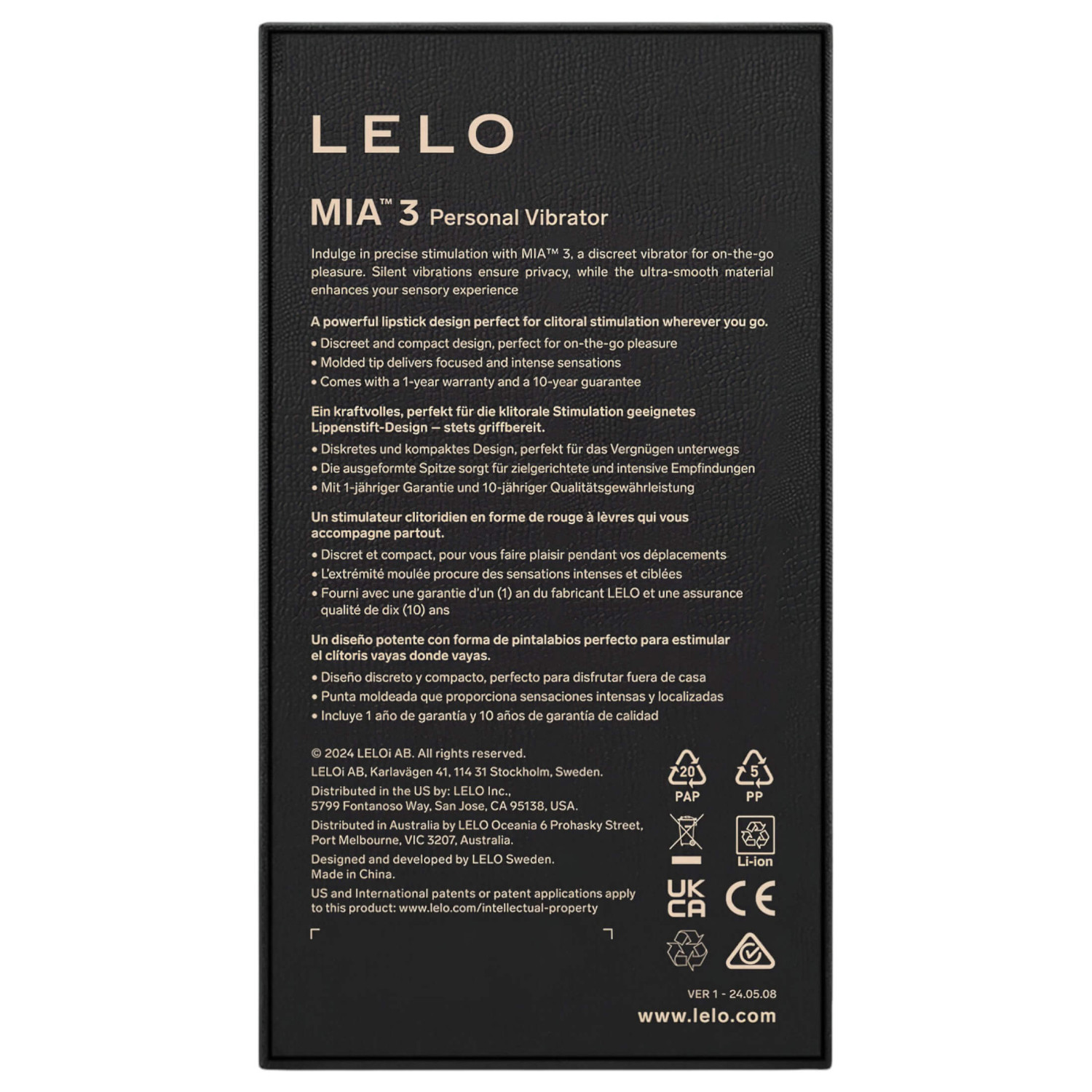 LELO Mia 3 - utazó rúzs vibrátor (fekete)