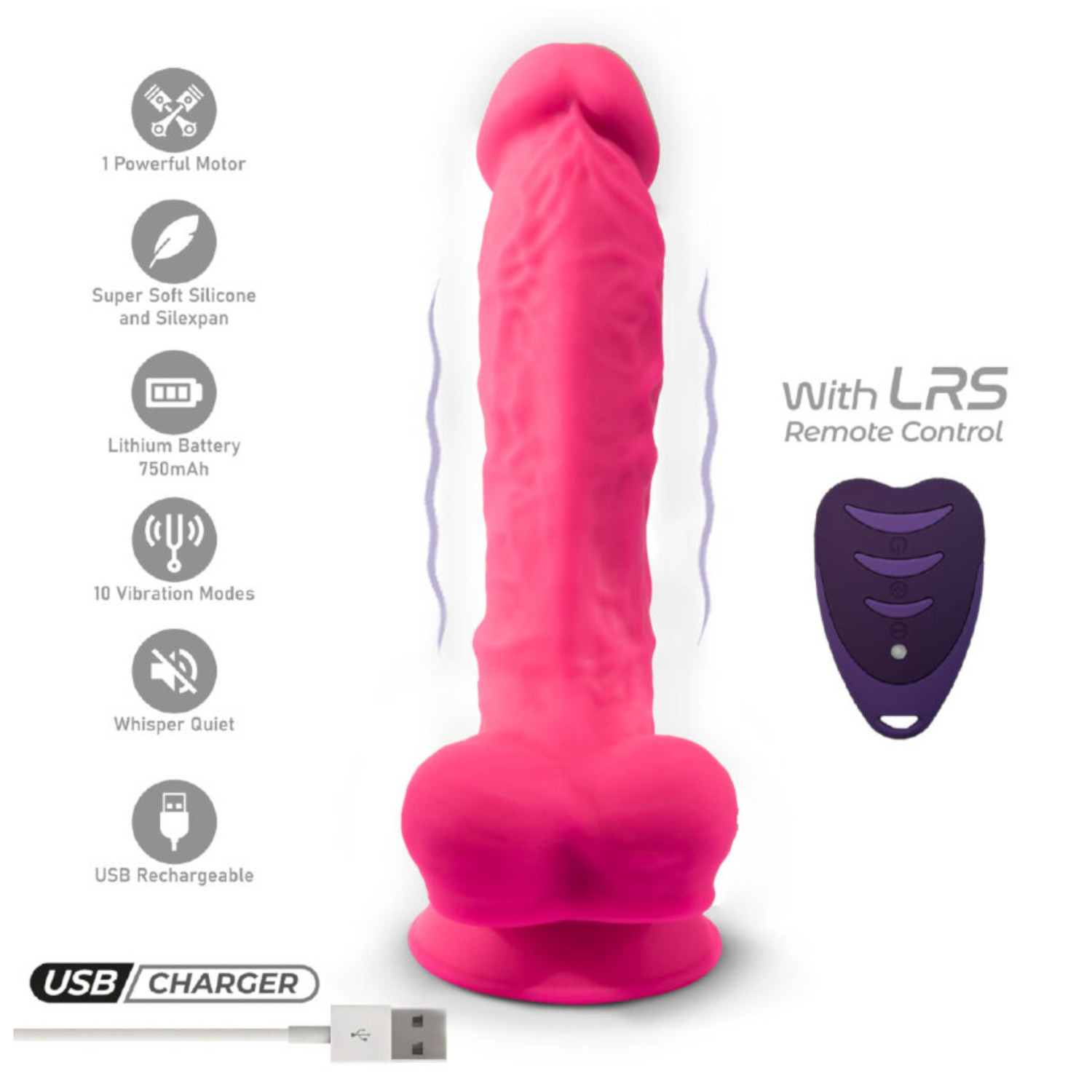 Silexd - tapadótalpas, herés vibrátor távirányítóval (pink)