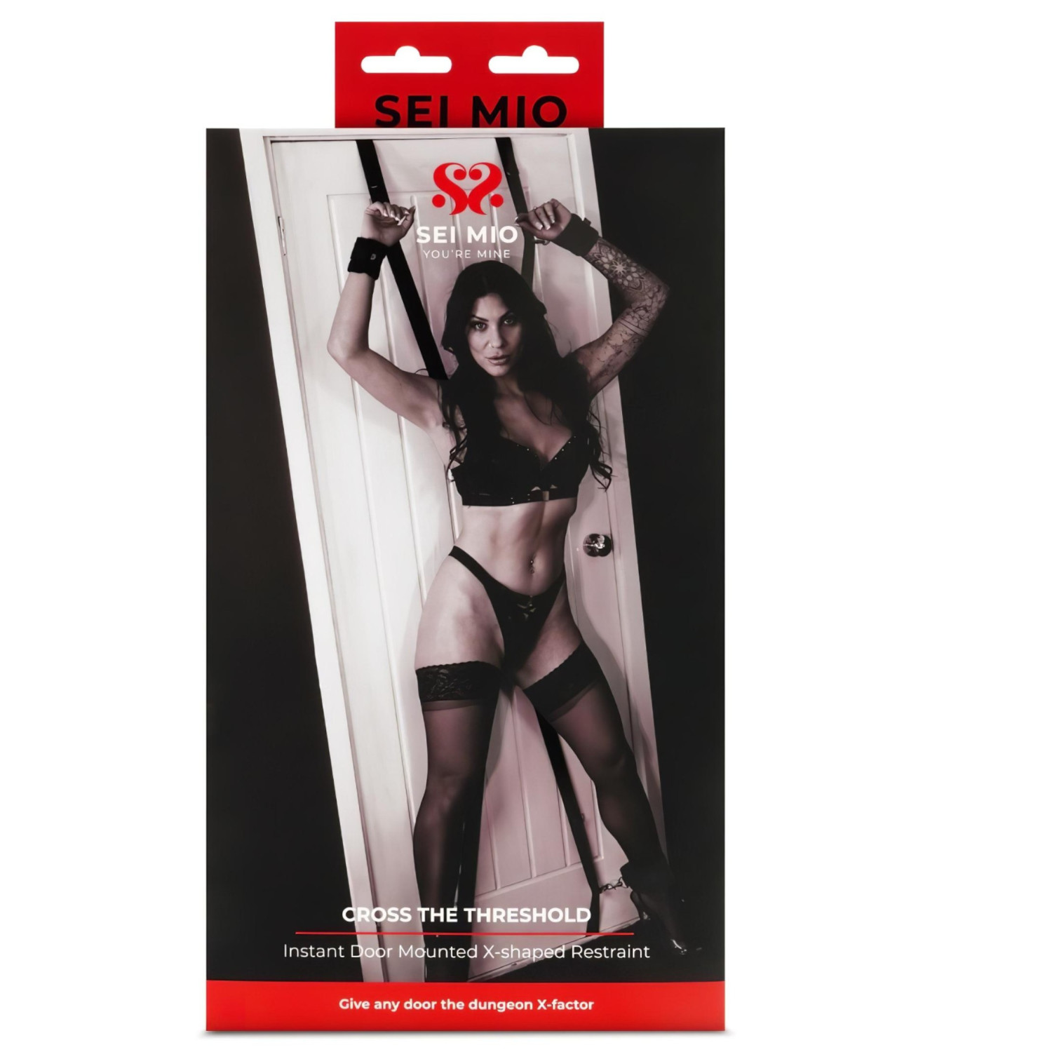 Sei Mio - ajtóra rögzíthető bondage kereszt (fekete)