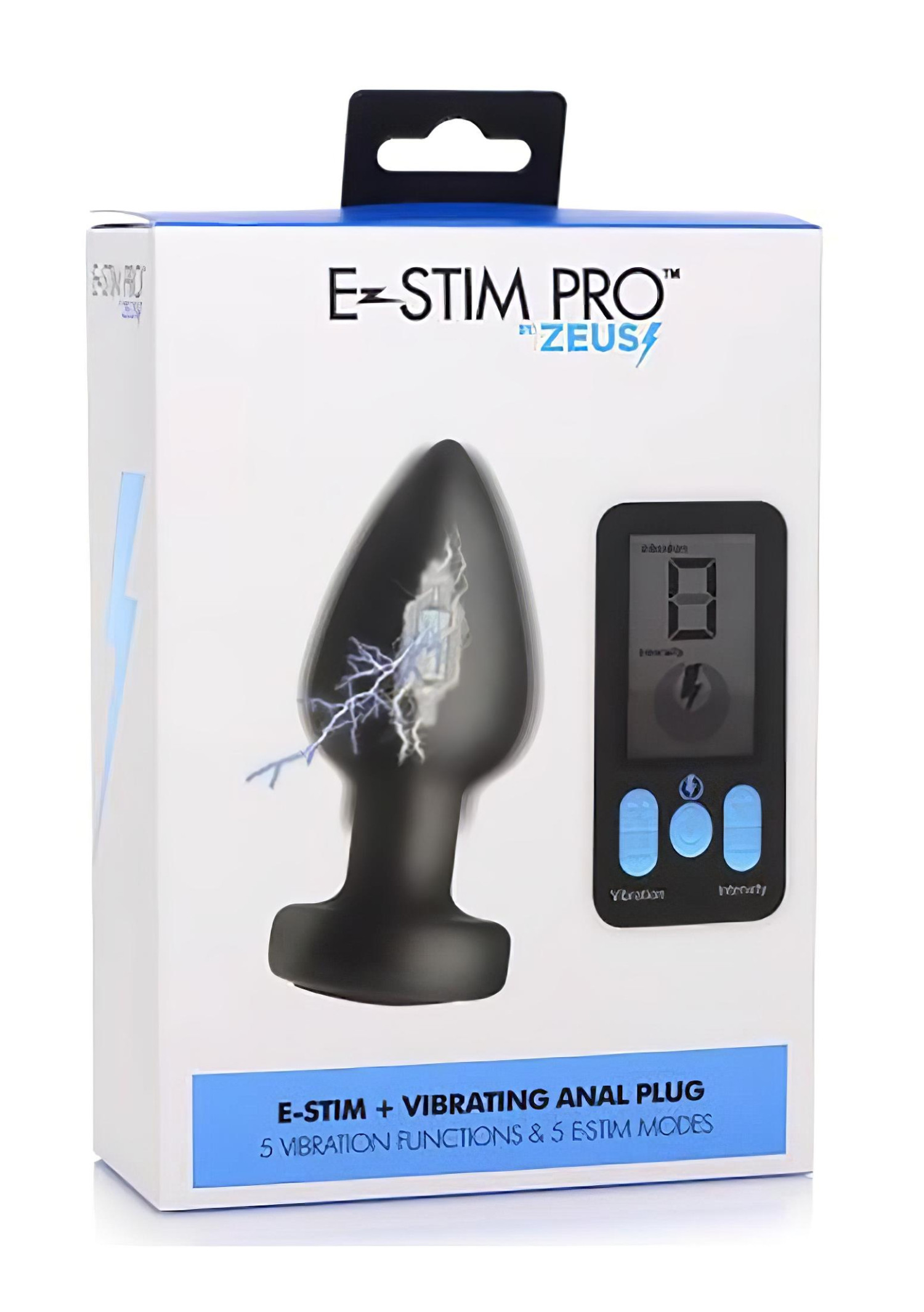 XR Brands - Zeus - rádiós, E-Stim anál vibrátor (fekete)