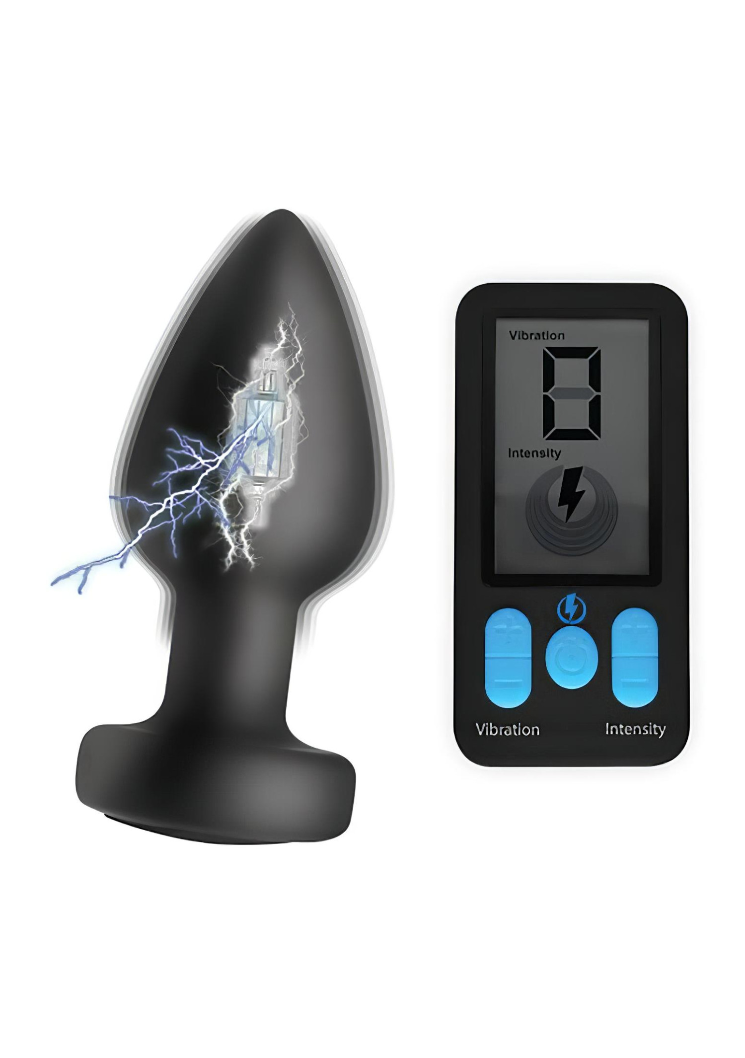 XR Brands - Zeus - rádiós, E-Stim anál vibrátor (fekete)