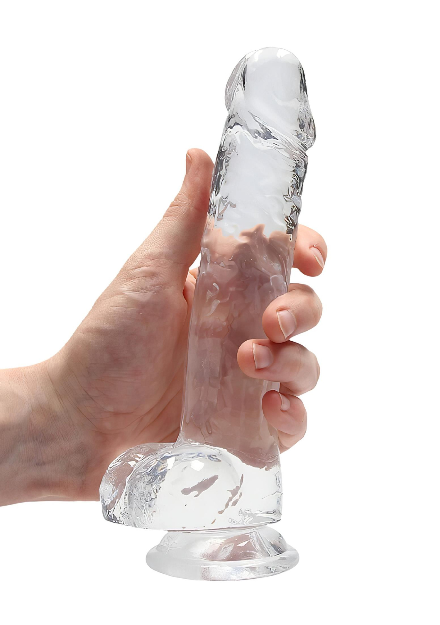 RealRock - átlátszó élethű dildó (átlátszó, 19 cm)