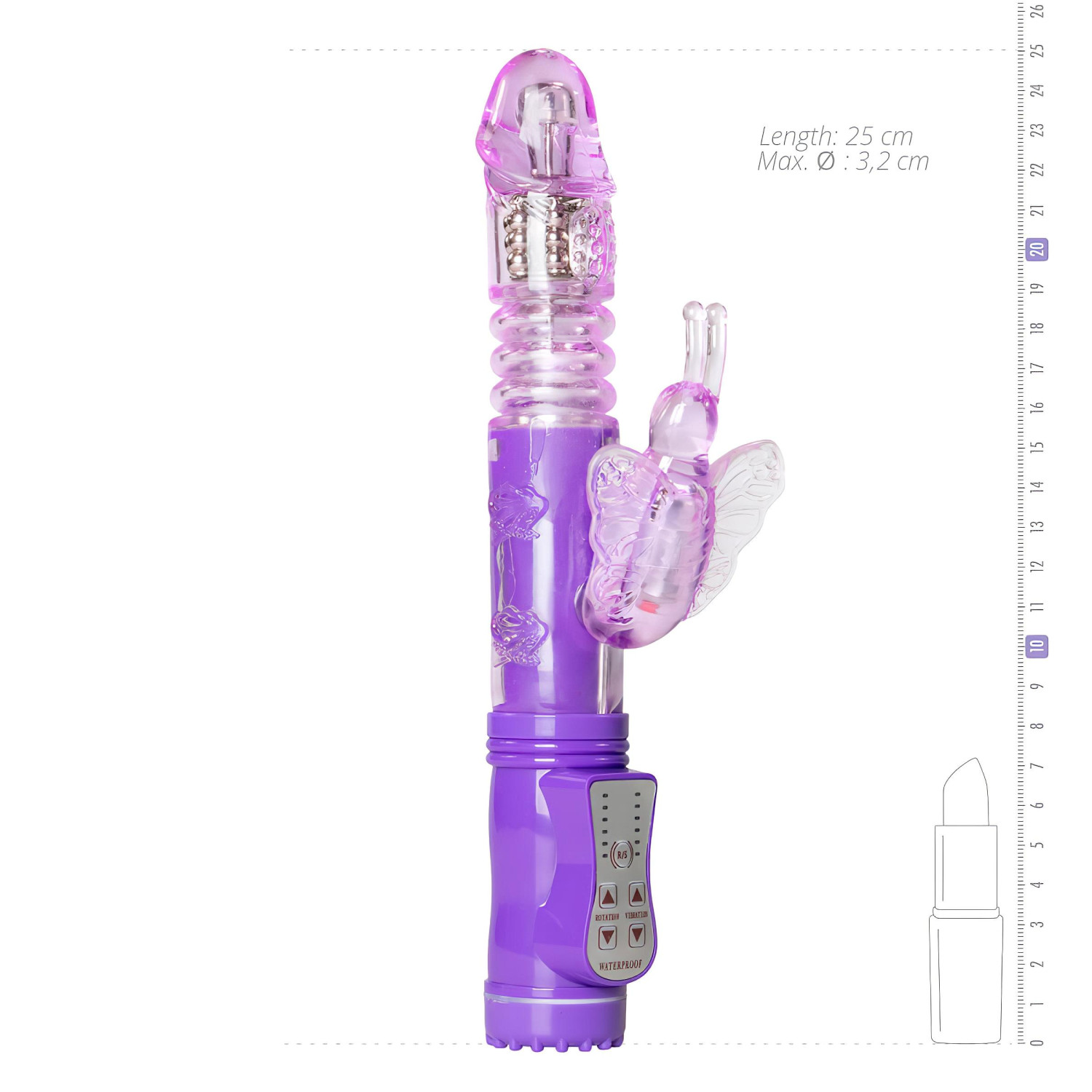 EasyToys Butterfly - forgó-lökő vibrátor (lila)