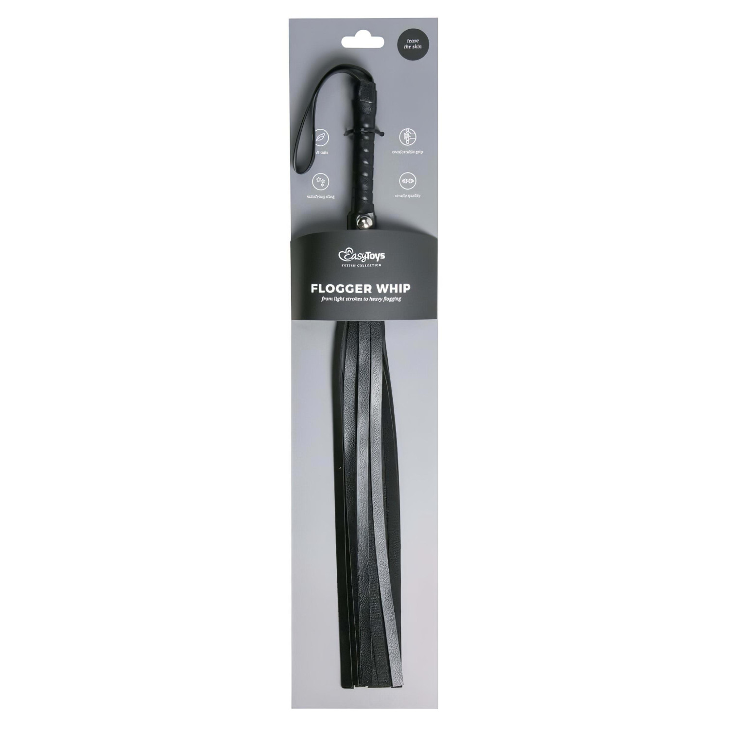 EasyToys Flogger - puha műbőr korbács (fekete)