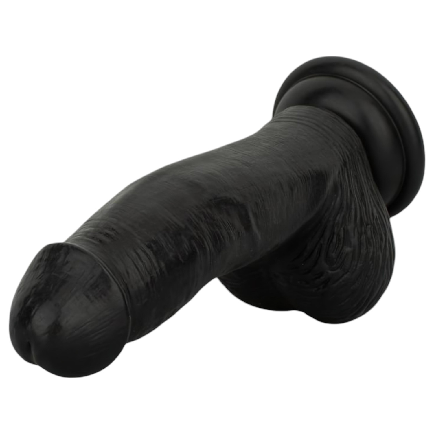 EasyToys - élethű herés dildó - 12 cm (fekete)