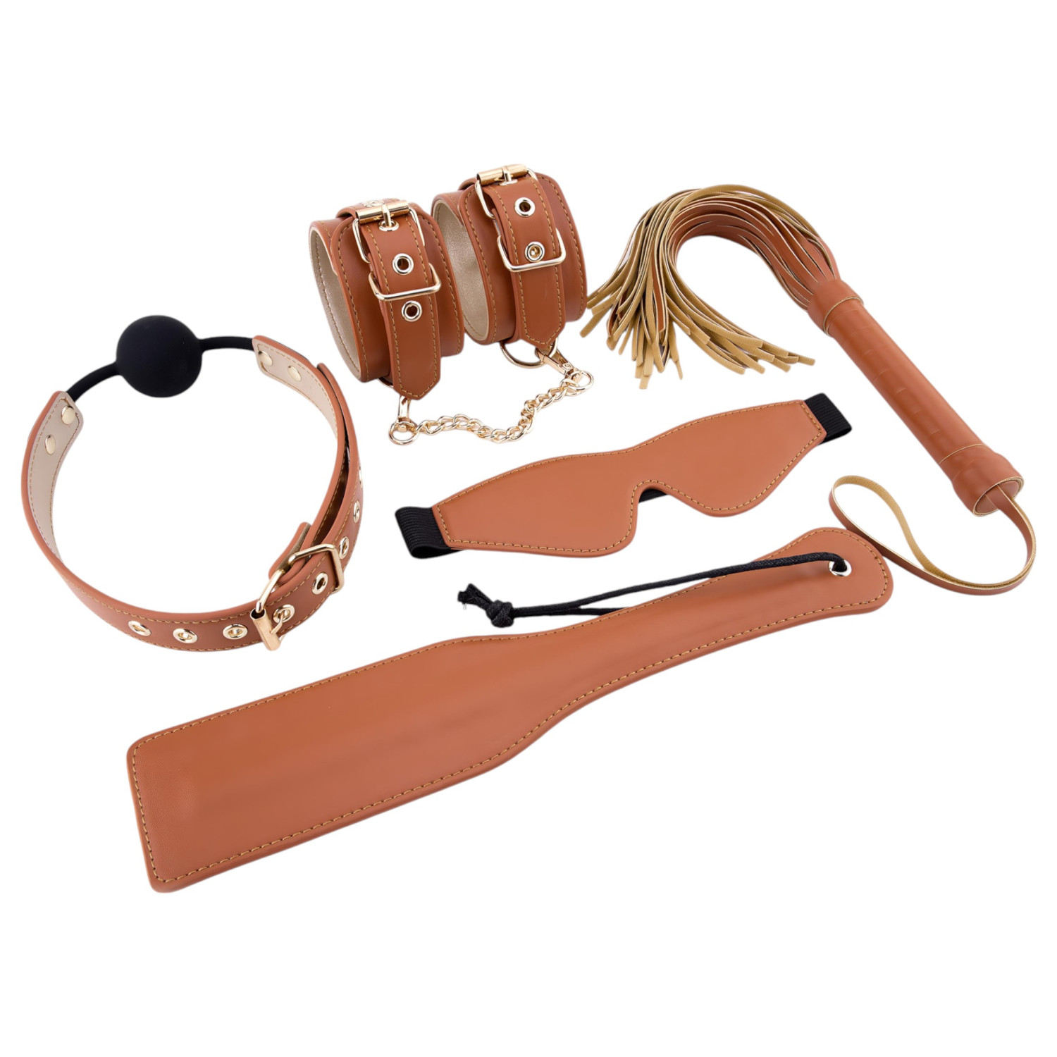 Blaze Elite - BDSM szett - 5 részes (konyak) Blaze Elite - BDSM szett - 5 részes (konyak)