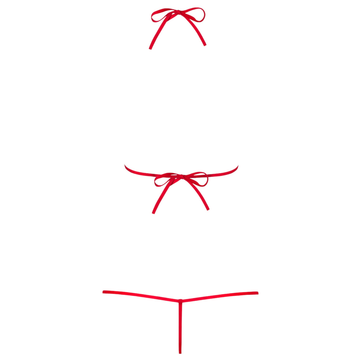 Obsessive Luiza - tulipános, pántos body (piros, S/M)