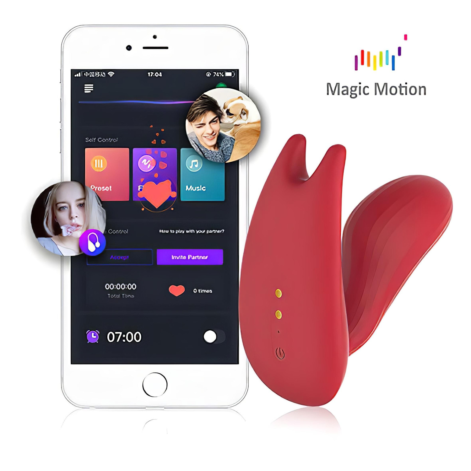 Magic Motion Umi – App-vezérelt felhelyezhető vibrátor (piros)