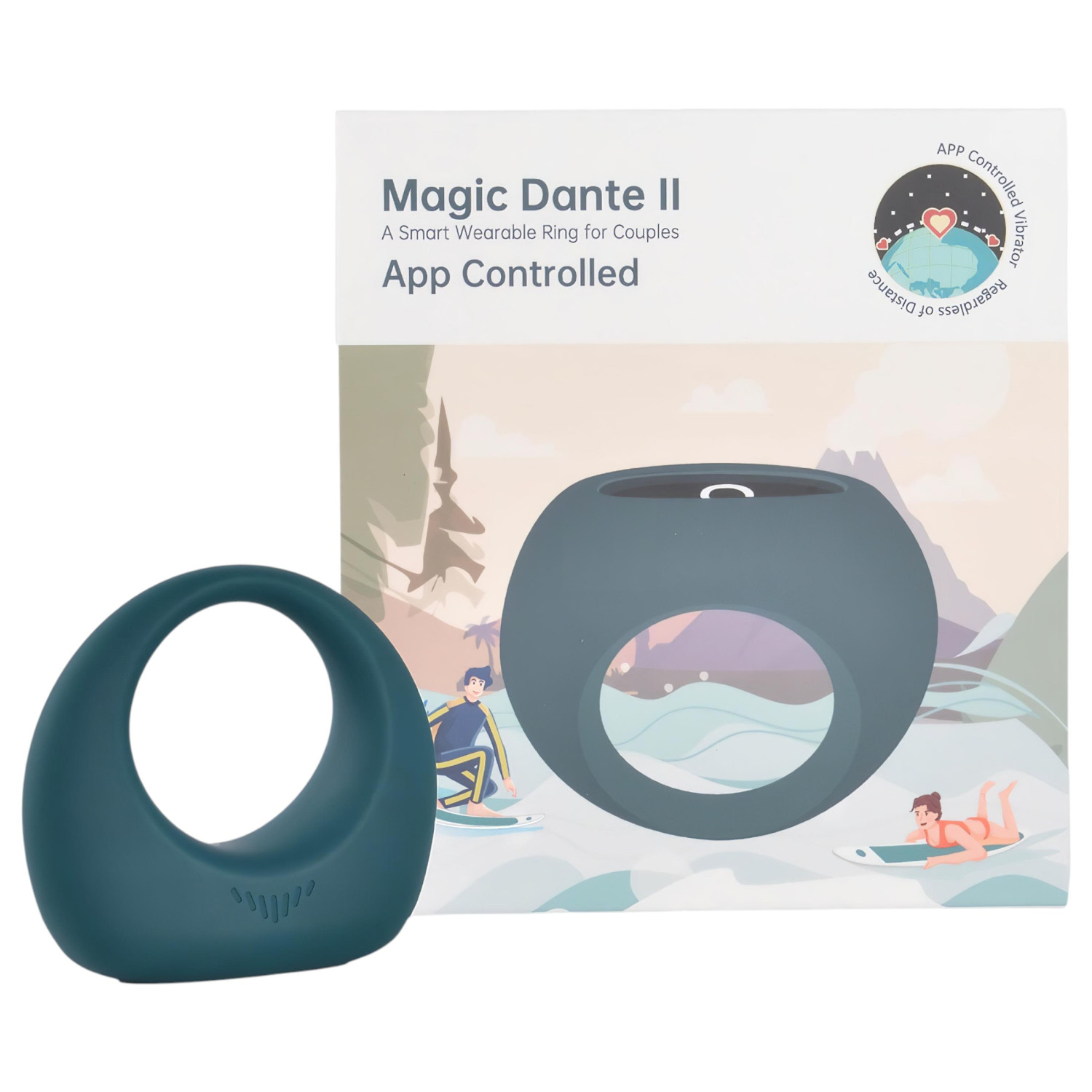 Magic Motion Dante II – App-vezérelt vibrációs péniszgyűrű, férfiaknak (kék)