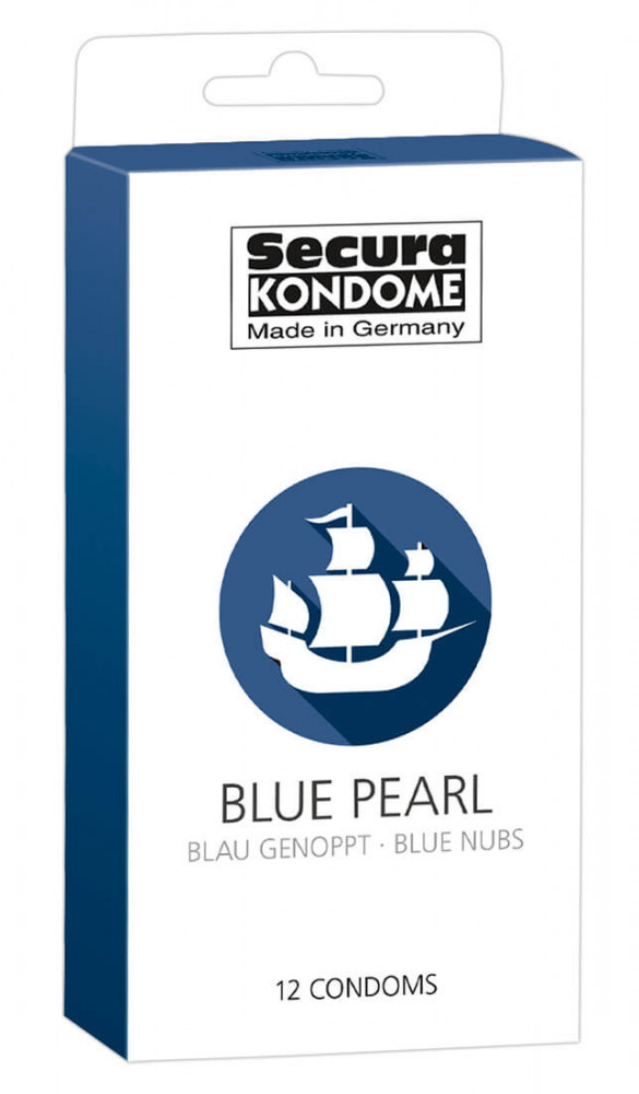 Secura Blue Pearl - gyöngyös fekete óvszerek (12db)