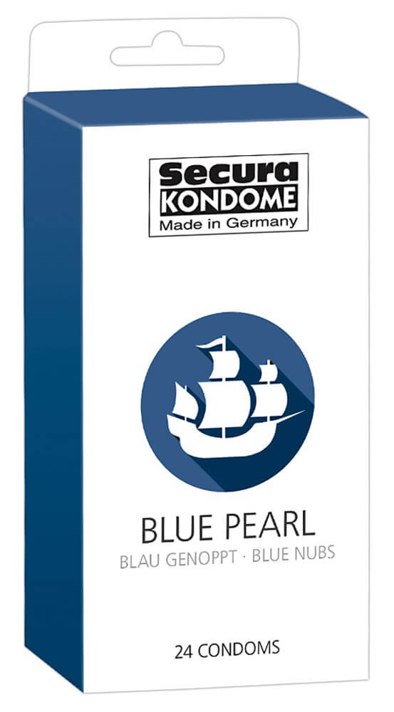 Secura Blue Pearl - gyöngyös fekete óvszerek (24db)