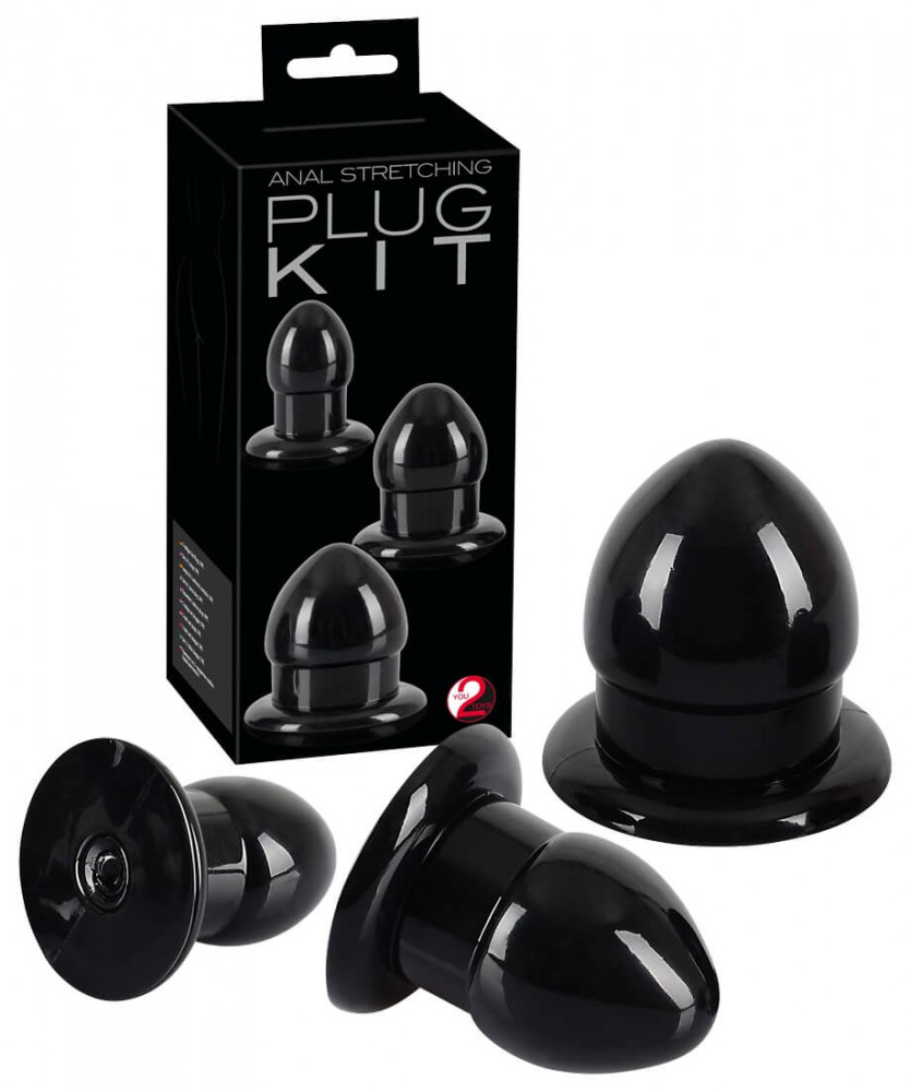 You2Toys - Stretching Plug Kit - anál dildó szett - 3db (fekete)