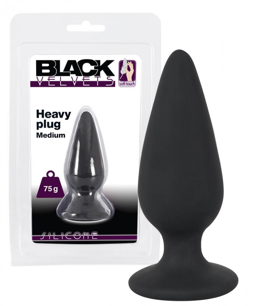 Black Velvet Heavy - 75g-os anál dildó (fekete)