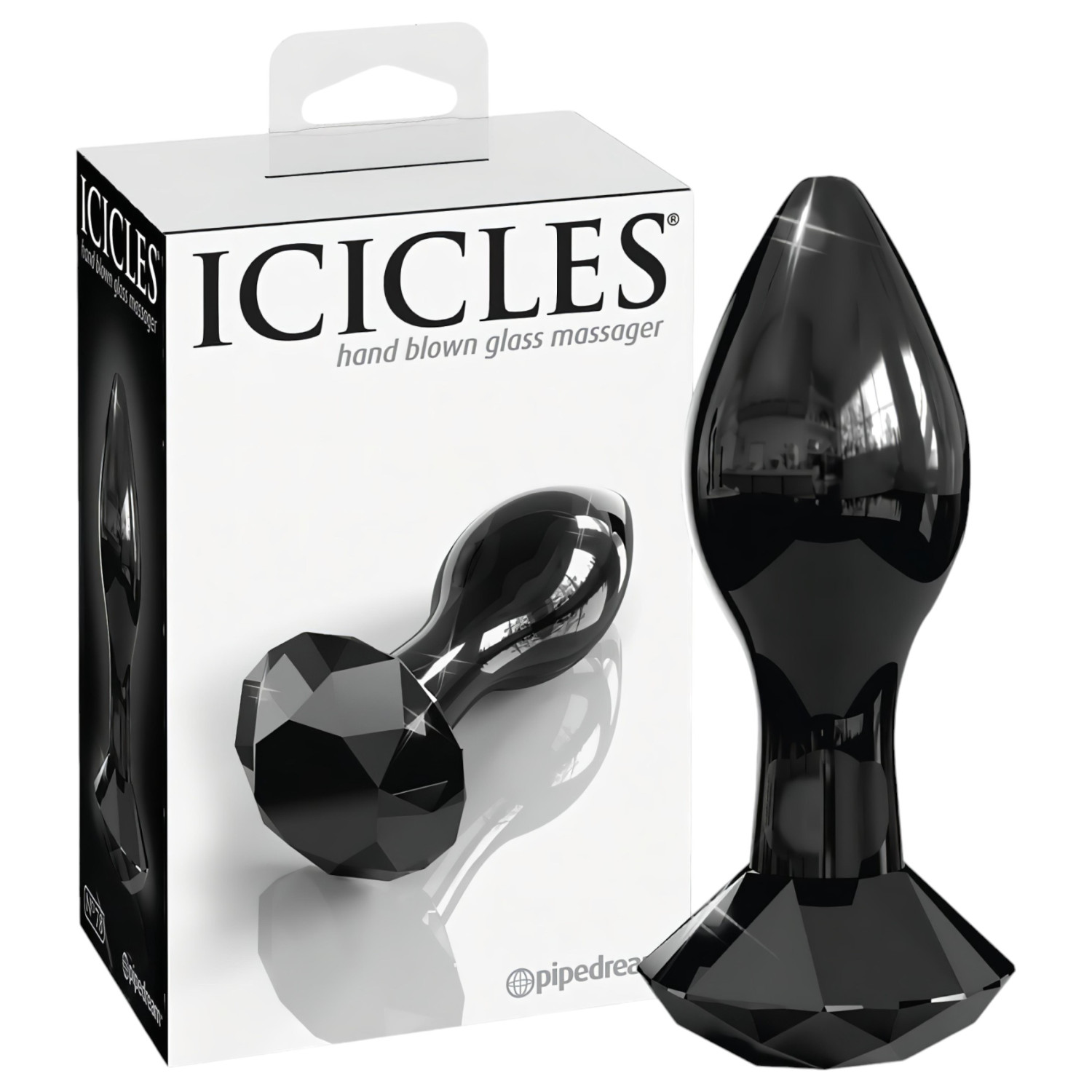 Icicles No. 78 - kúpos üveg anál dildó (fekete) Icicles No. 78 - kúpos üveg anál dildó (fekete)
