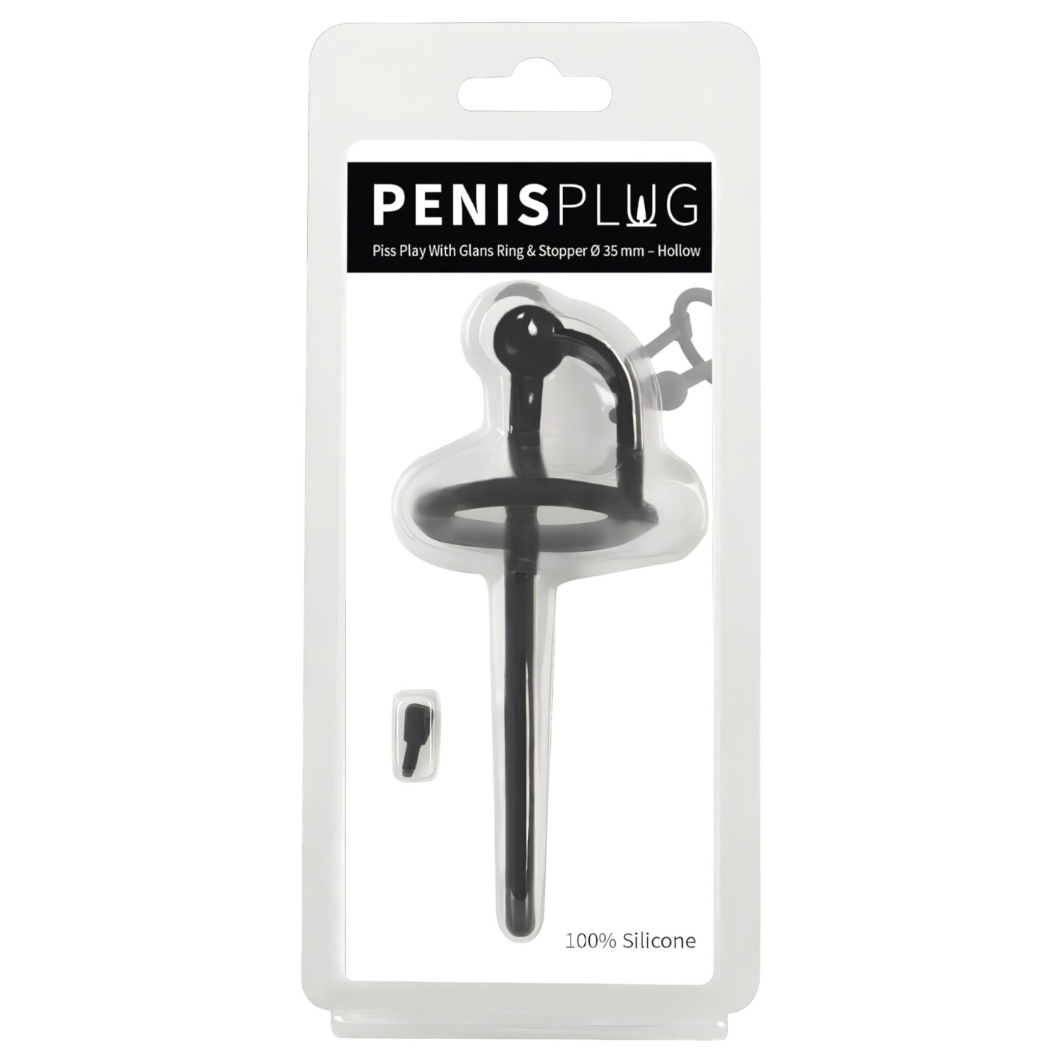 Penisplug - szilikon dilátor makkgyűrűvel (0,6 mm, fekete) Penisplug - szilikon dilátor makkgyűrűvel (0,6 mm, fekete)