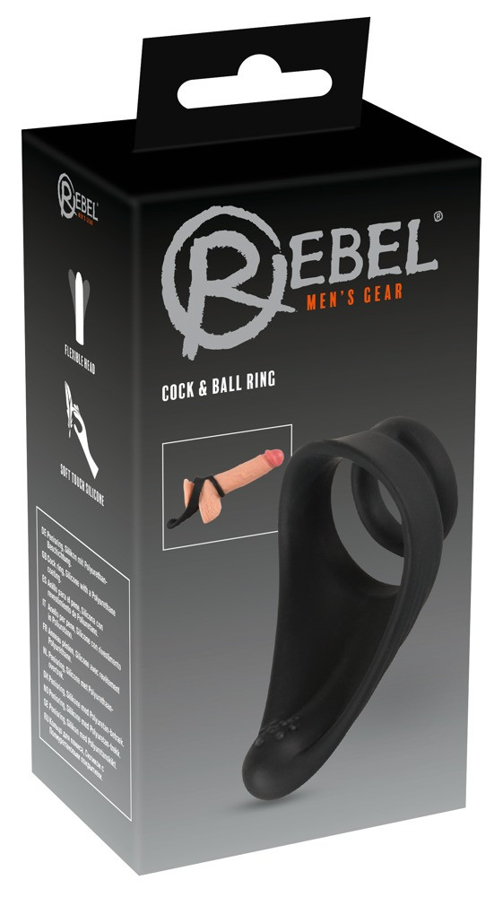 Rebel Cock & Ball - gátizgatós here- és péniszgyűrű (fekete)