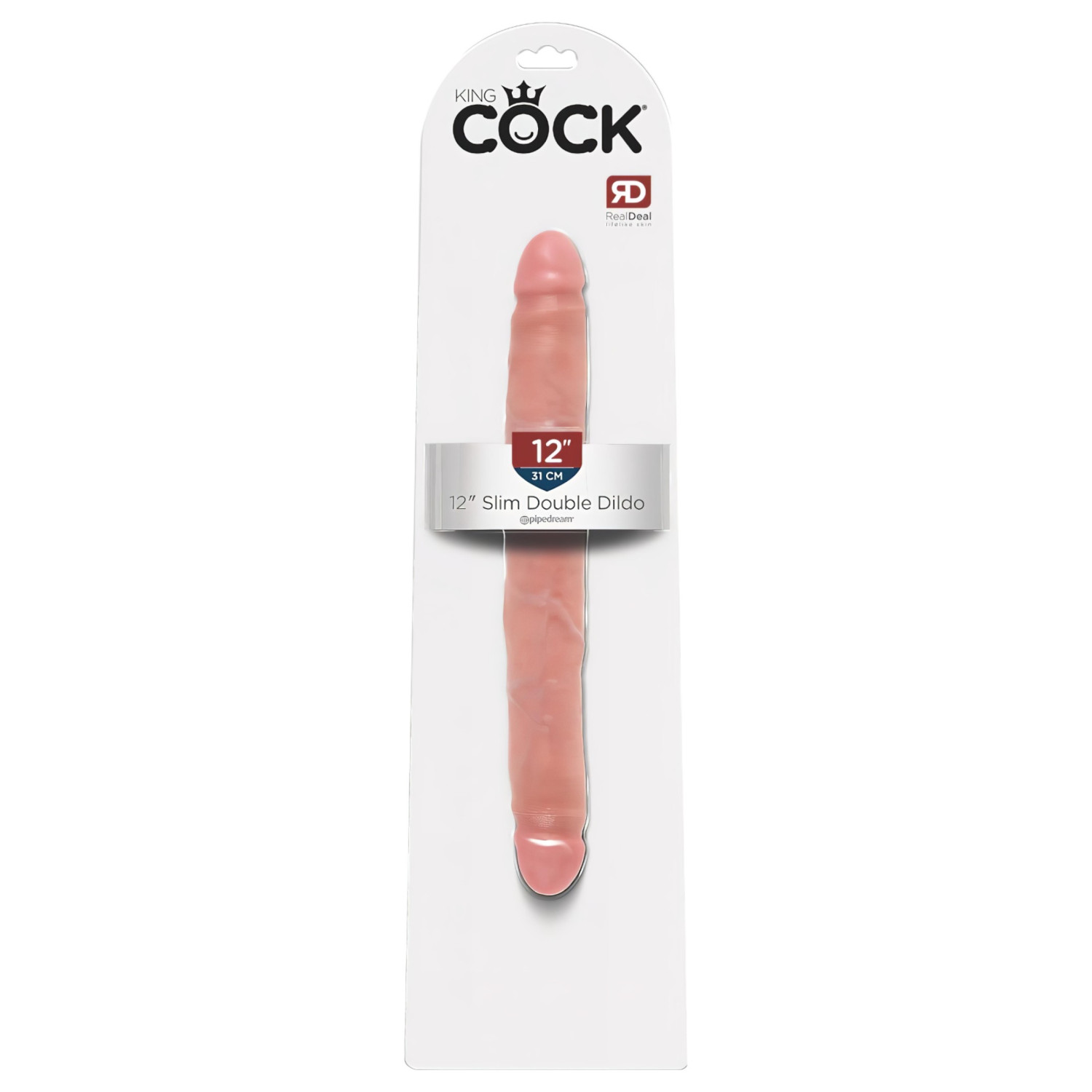 King Cock 12 Slim - élethű dupla dildó (31 cm, natúr)