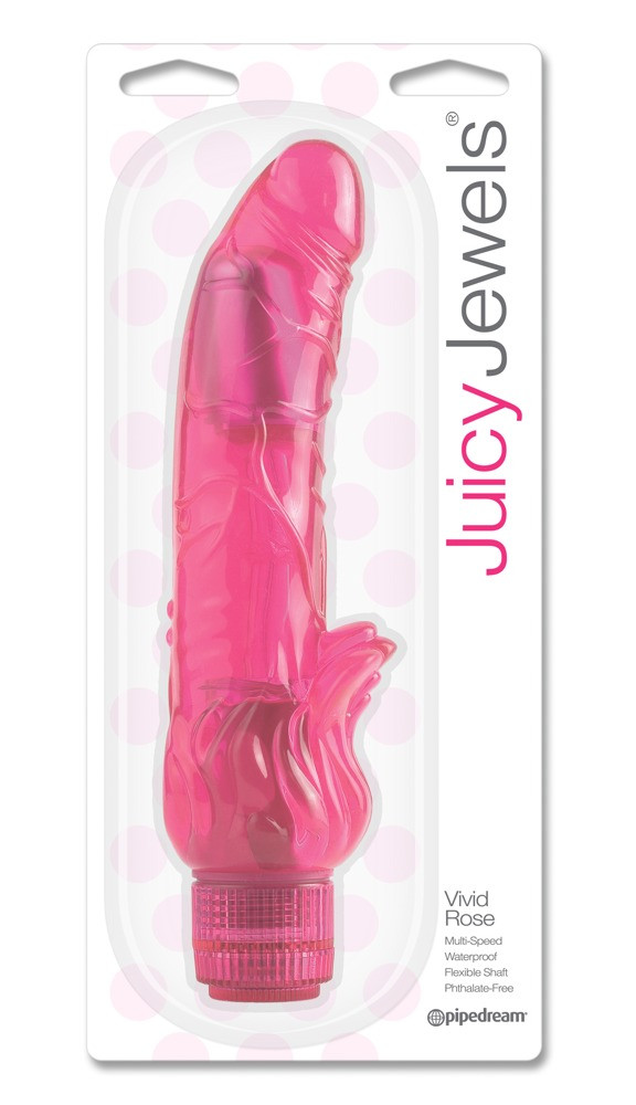 Juicy Jewels Vivid Rose - élethű, csiklóizgatós vibrátor (pink)