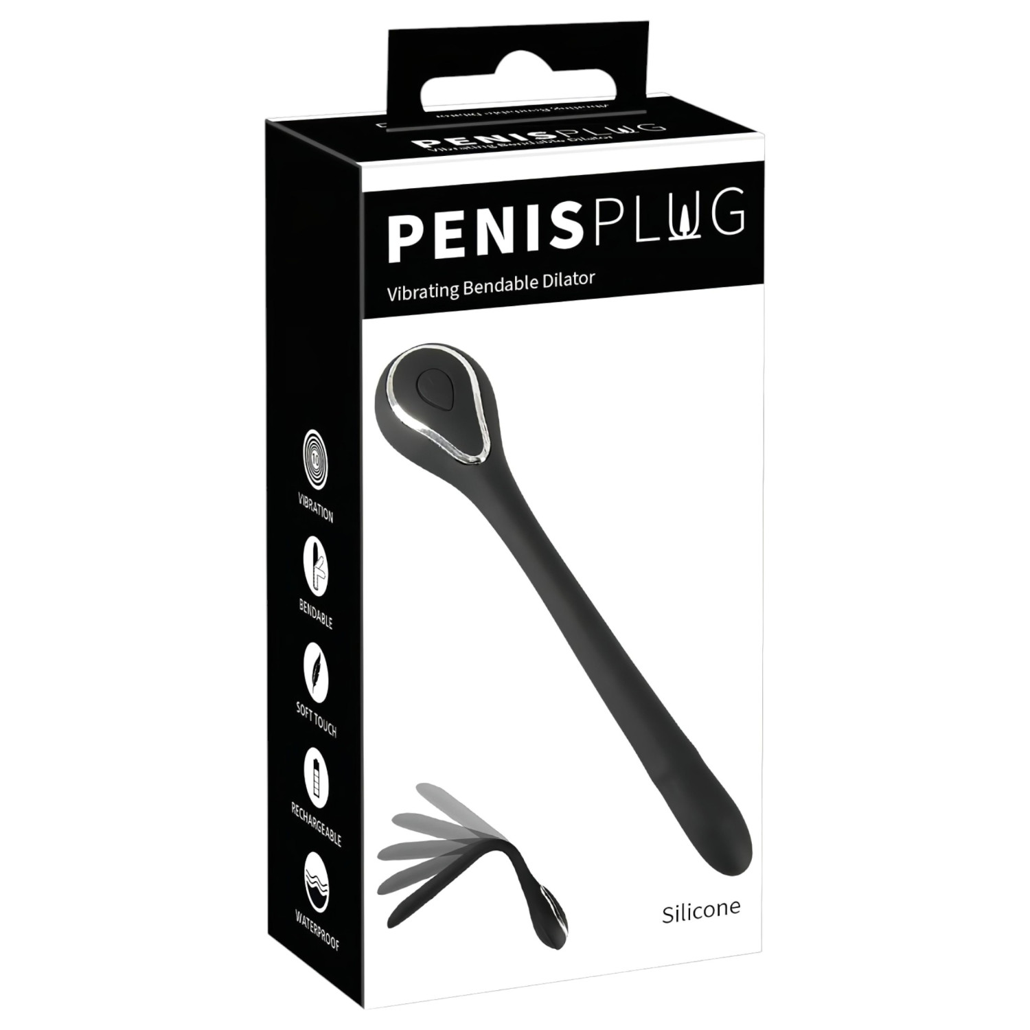 Penis Plug Dilator - akkus, vibrációs dilátor (1 cm, fekete)