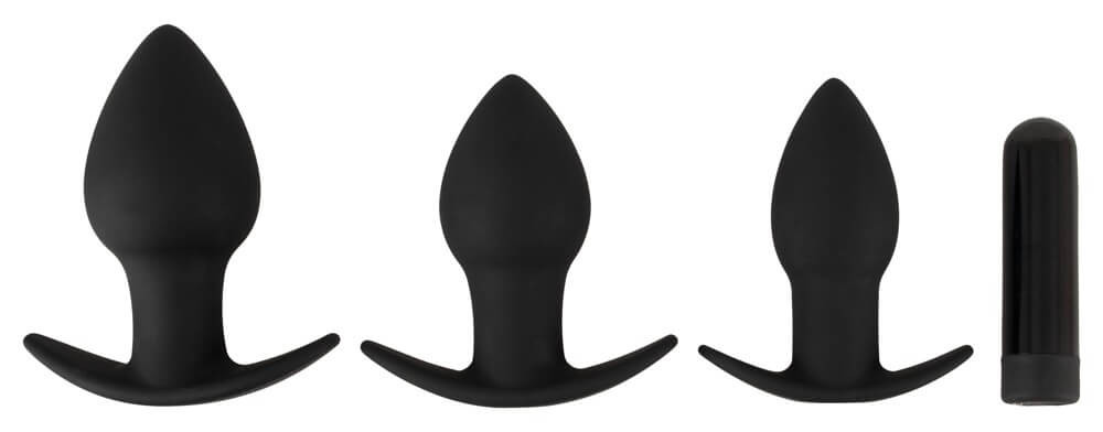 Black Velvet - akkus anál vibrátor szett - 3 részes (fekete)