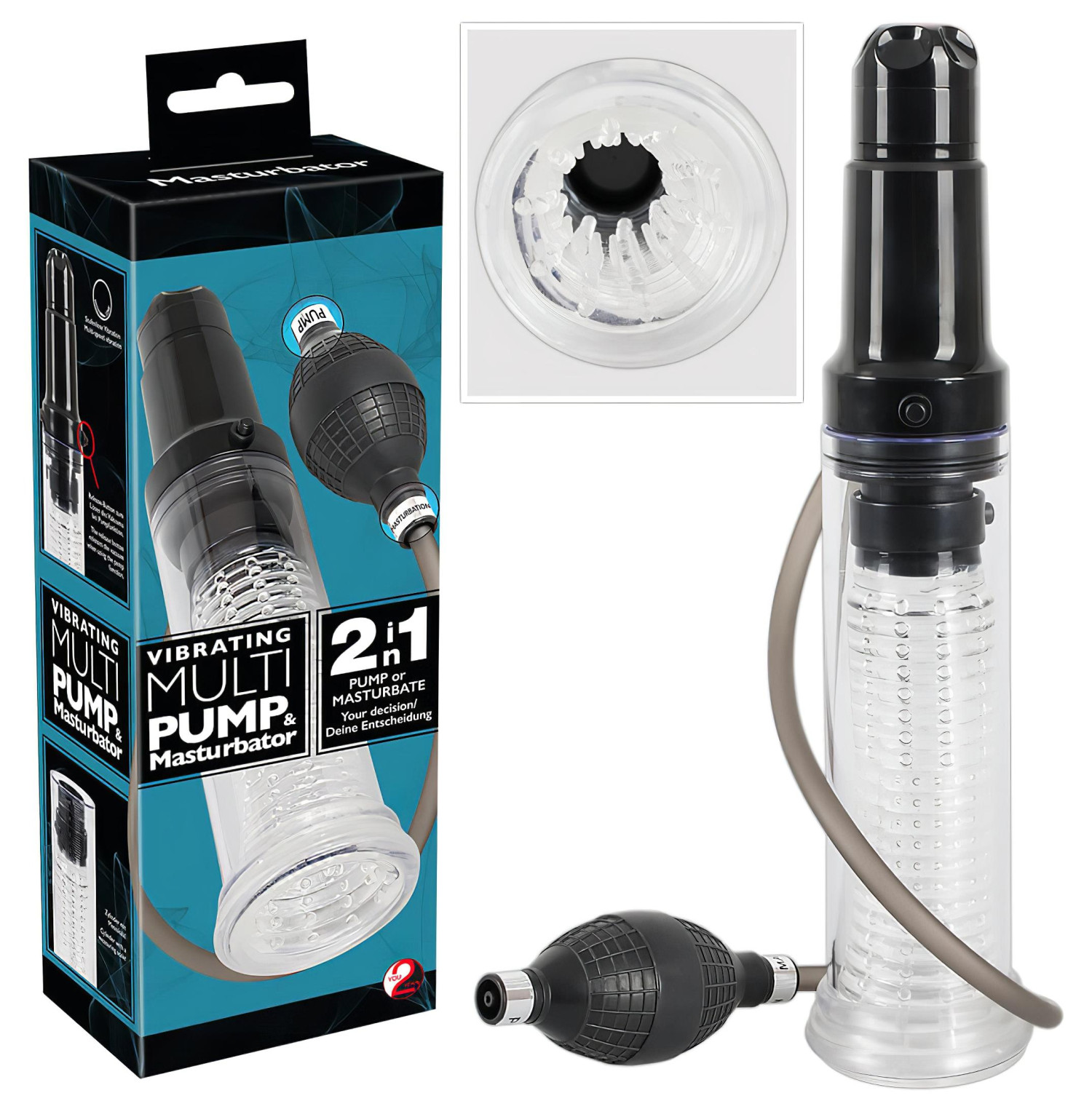 You2Toys - 2in1 - péniszpumpa és maszturbátor egyben (átlátszó)