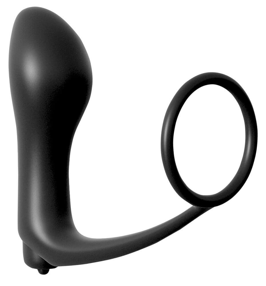 Analfantasy - análujj vibrátor péniszgyűrűvel (fekete)