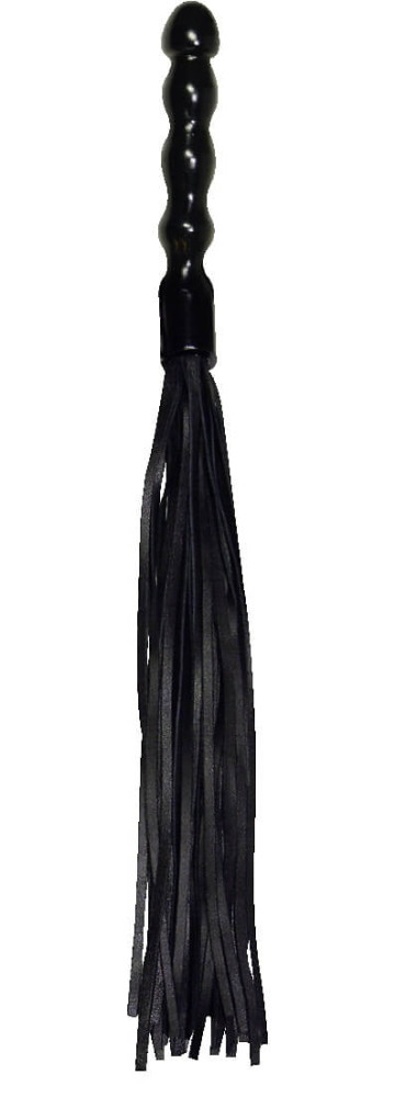 ZADO - bőr korbács, hullámos nyéllel (fekete)