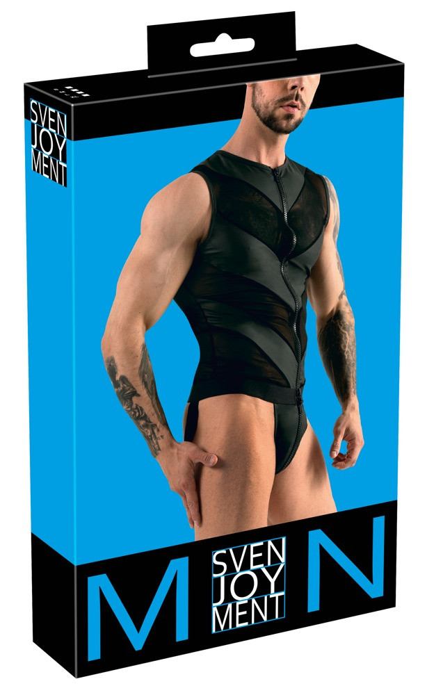Svenjoyment - cipzáras férfi body (fekete)