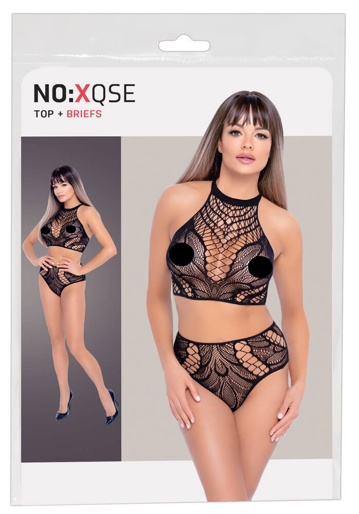 NO:XQSE - két részes necc ruha - fekete (S-L)