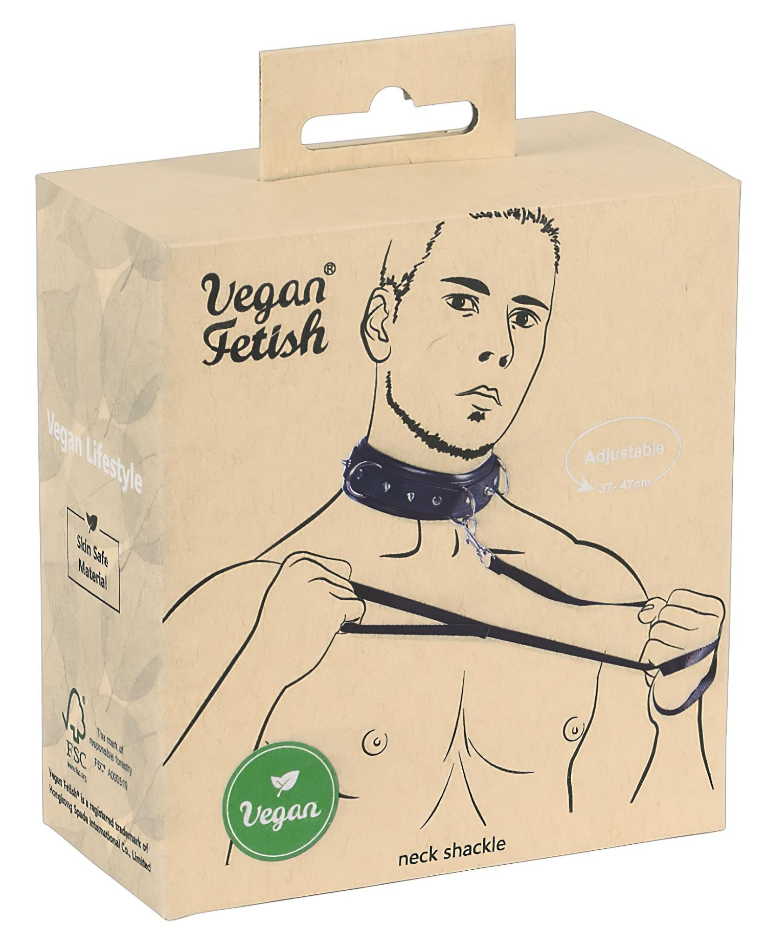Vegan Fetish - szegecses nyakörv és póráz (fekete)