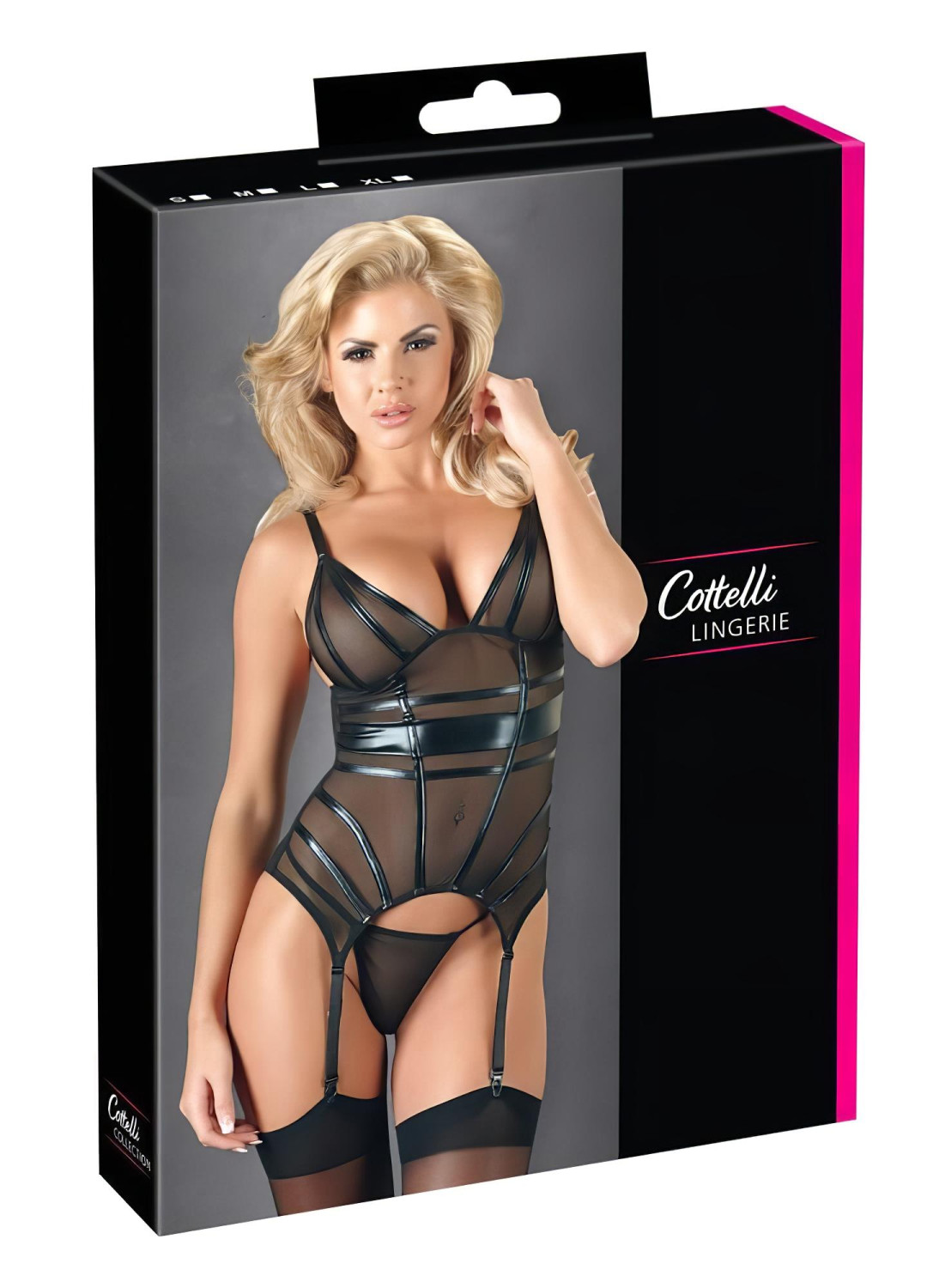 Cottelli - fényes csíkos, áttetsző felső (fekete) Cottelli - fényes csíkos, áttetsző felső (fekete)