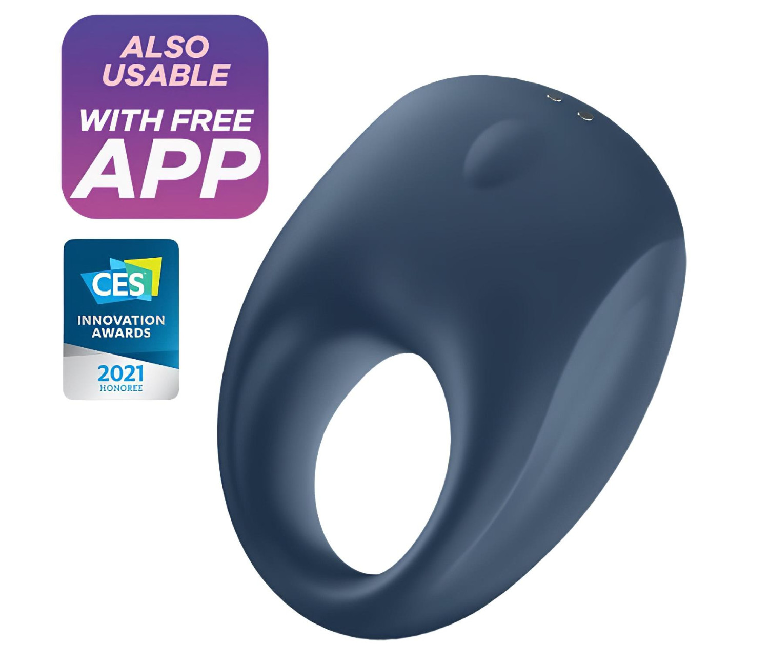 Satisfyer Strong One – App-vezérelt vibrációs péniszgyűrű, férfiaknak (kék)