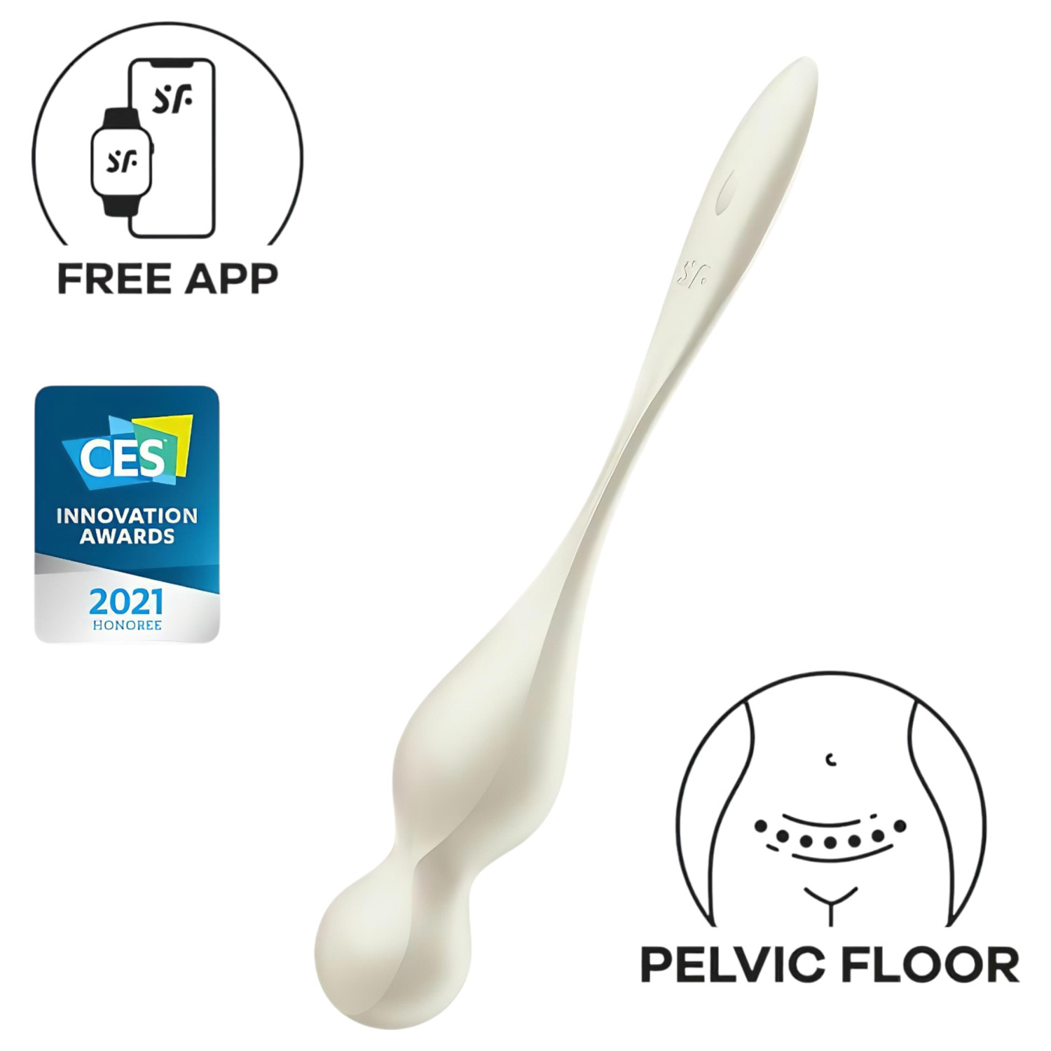 Satisfyer Love Birds 1 – App-vezérelt vibrációs gésagolyó (fehér)