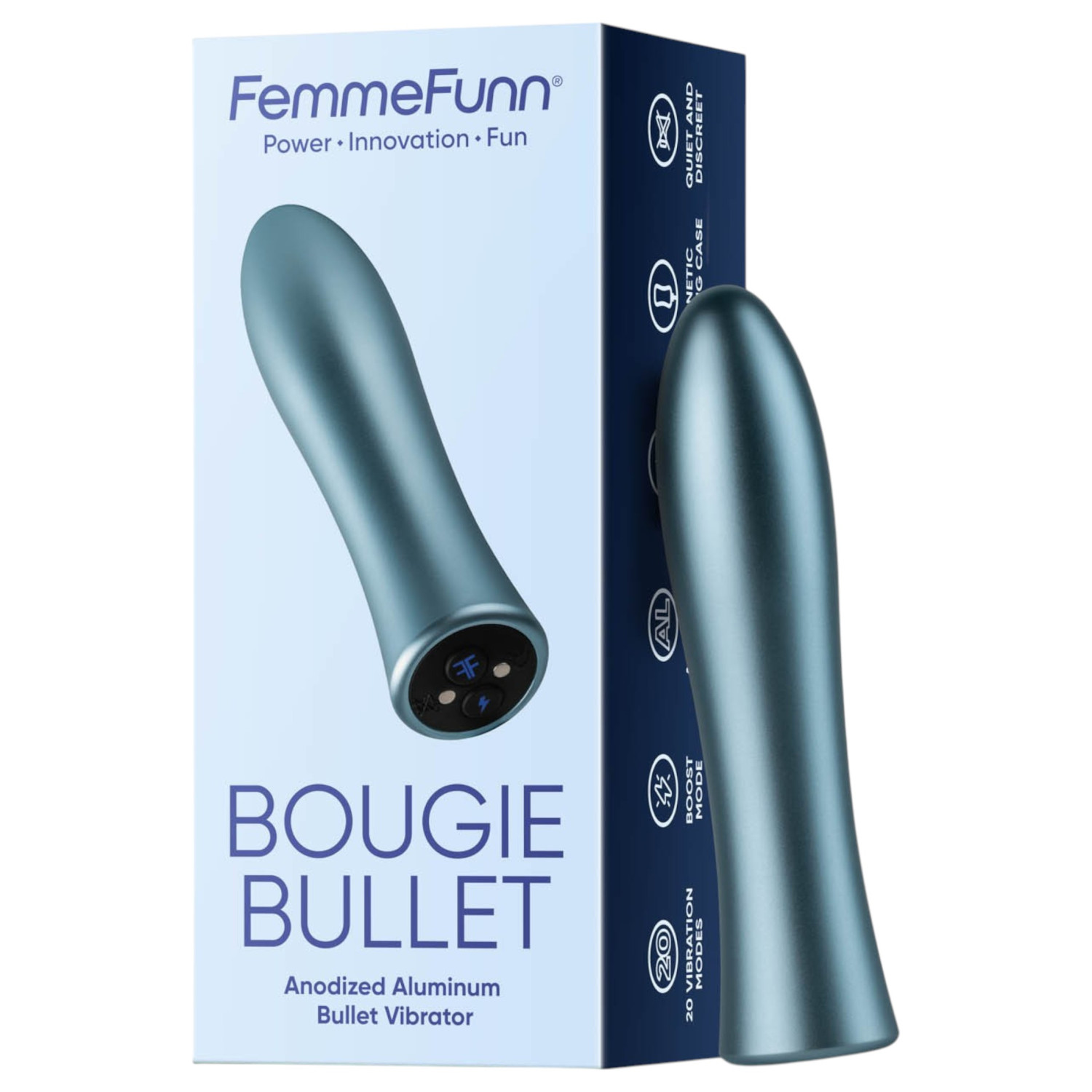 FemmeFunn Bougie - alumínium prémium vibrátor (ezüst)