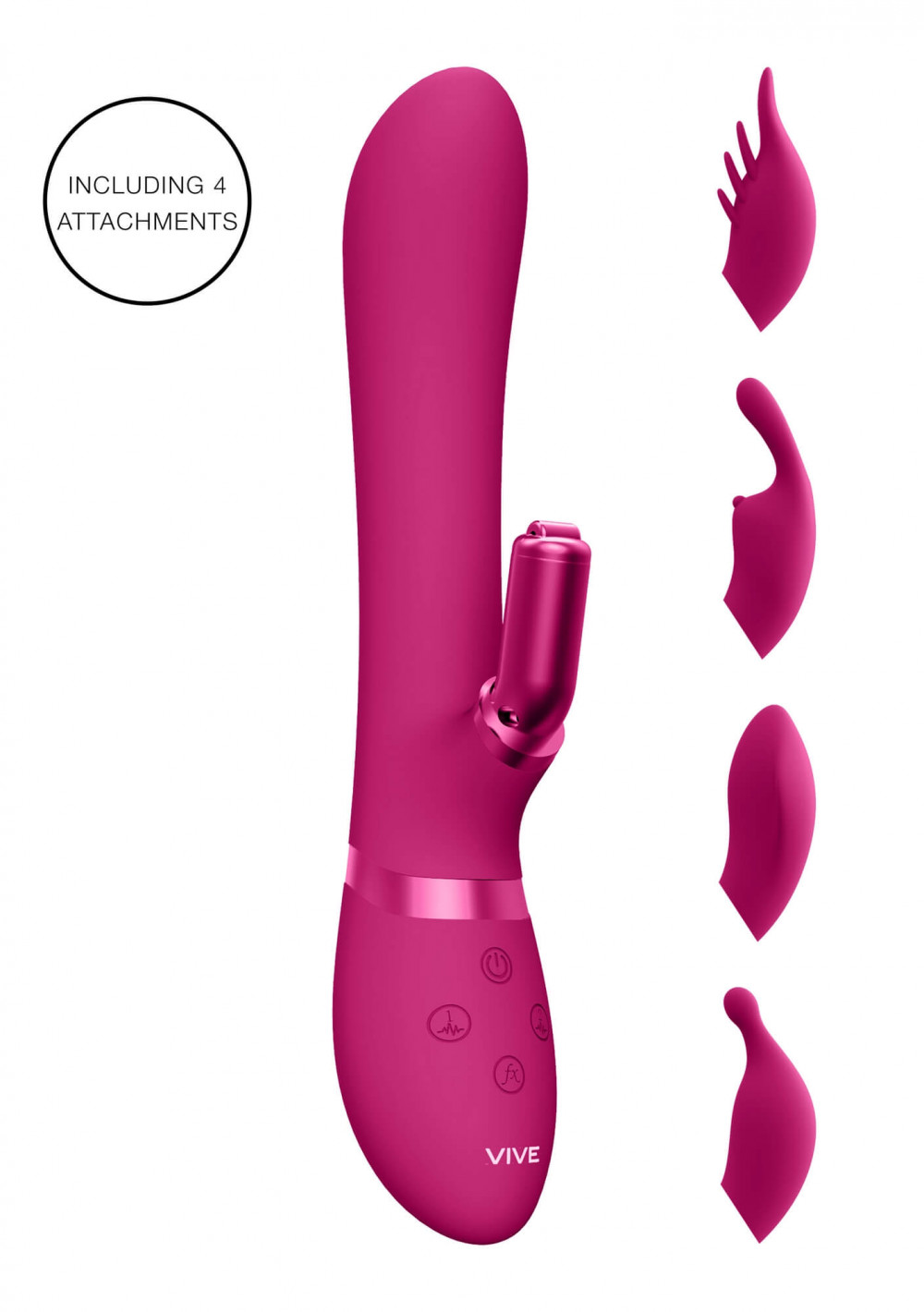 Vive Chou - akkus, vízálló csiklókaros vibrátor cserélhető fejekkel (pink)