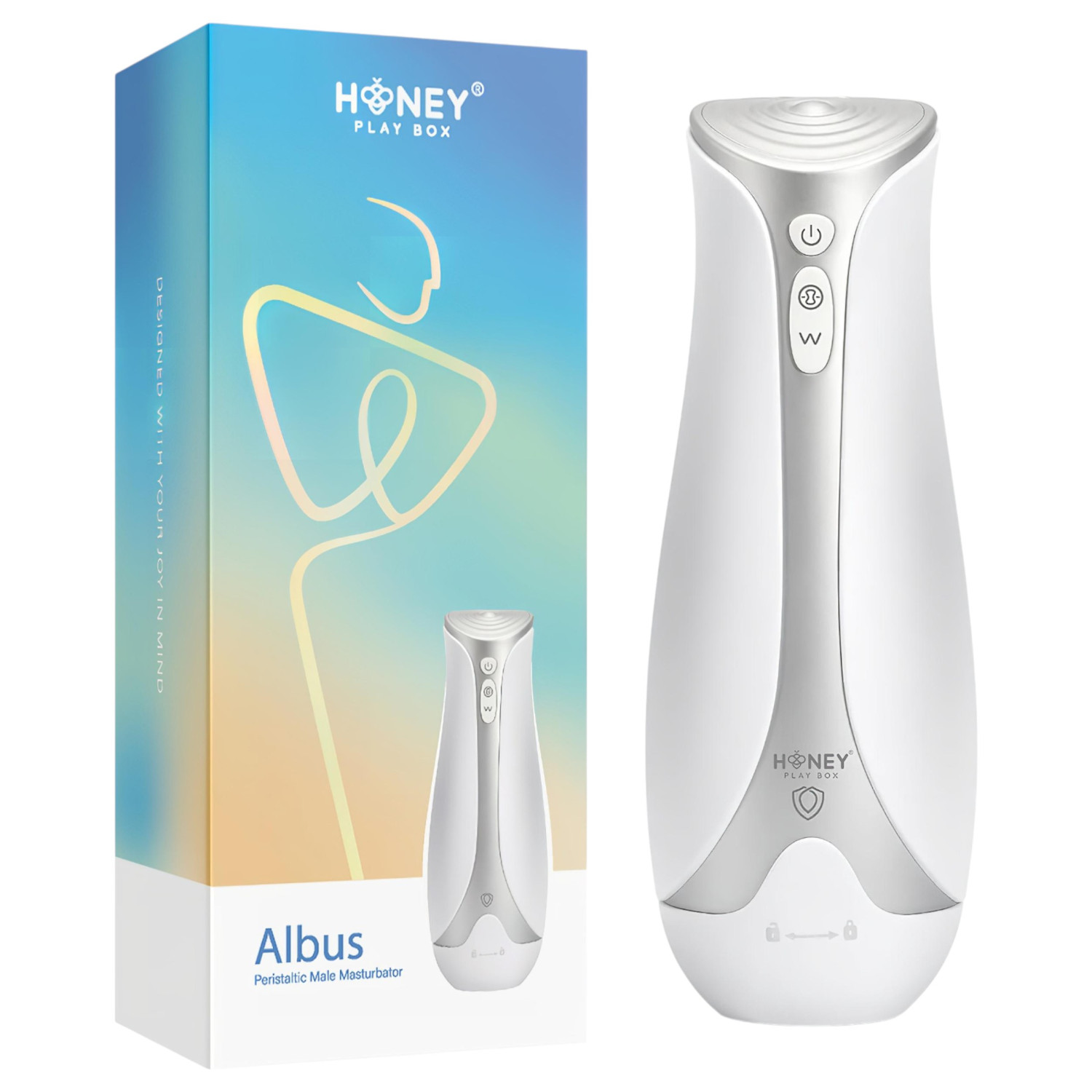 Honey Play Box Albus - pulzáló, szorító és rezgő maszturbátor (fehér)