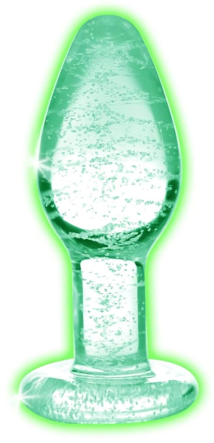 Booty Sparks Glow in the Dark M - üveg butt plug (átlátszó)