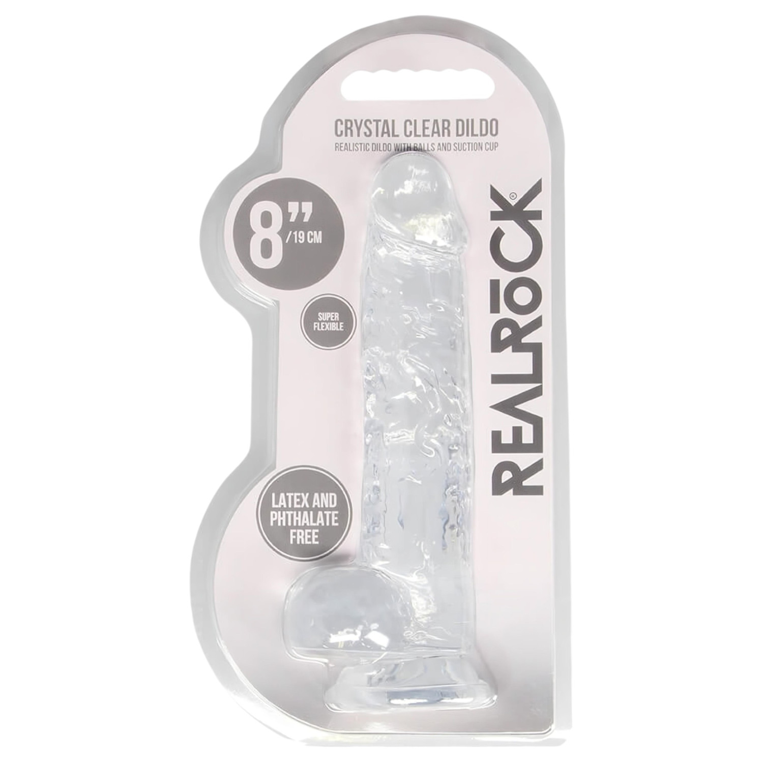RealRock - átlátszó élethű dildó (átlátszó, 19 cm)
