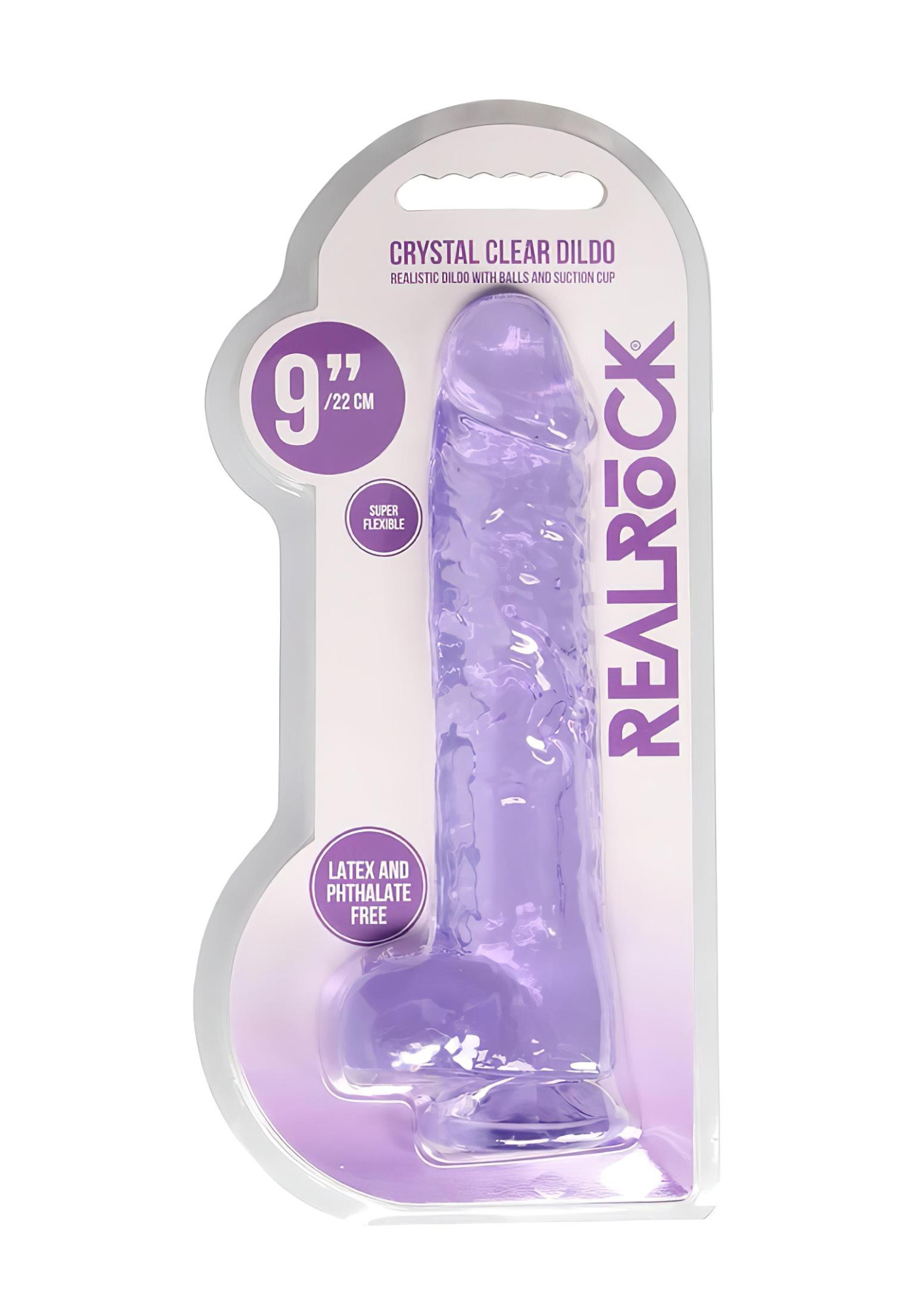 RealRock - átlátszó élethű dildó (lila, 22 cm) RealRock - átlátszó élethű dildó (lila, 22 cm)