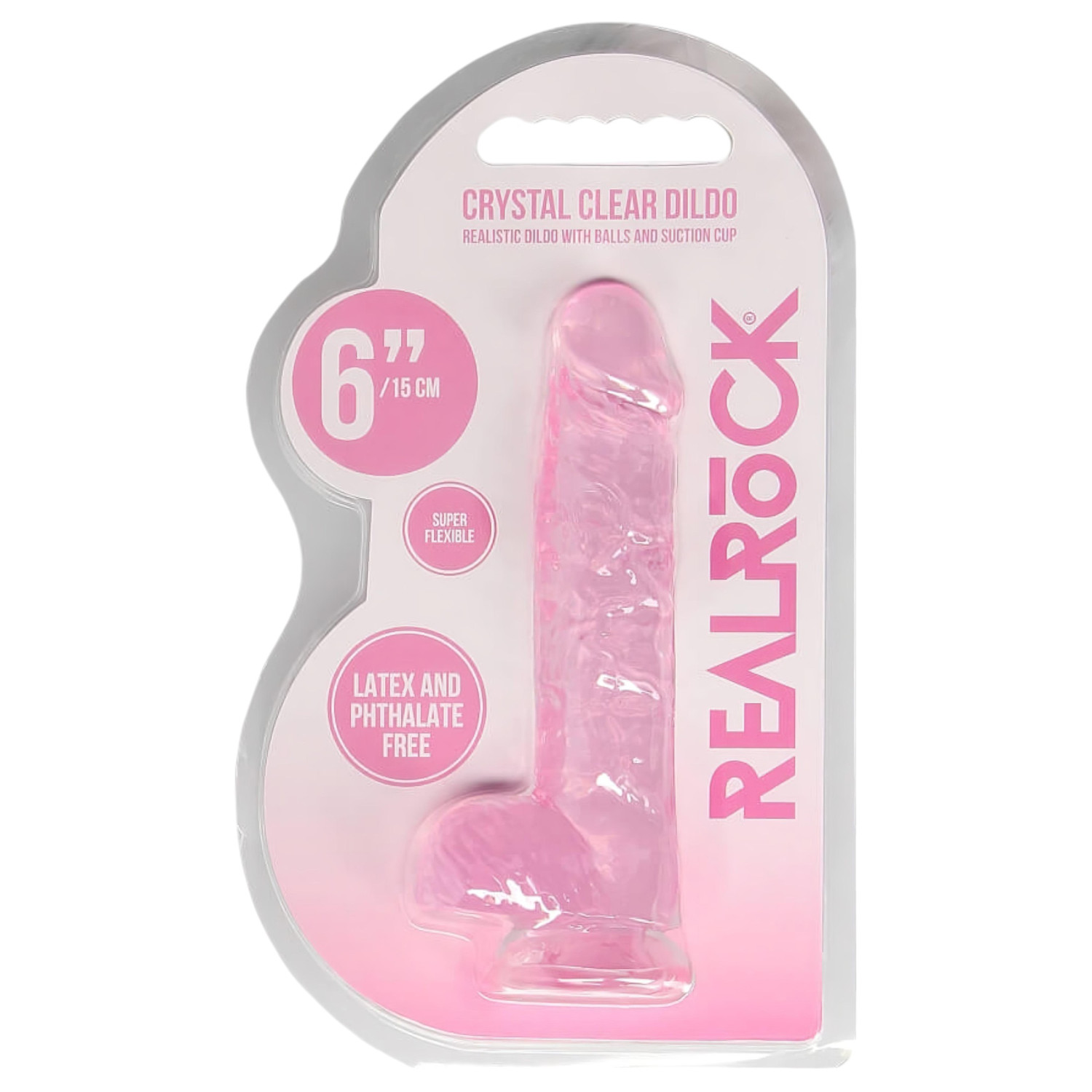 RealRock - átlátszó élethű dildó (pink, 15 cm)