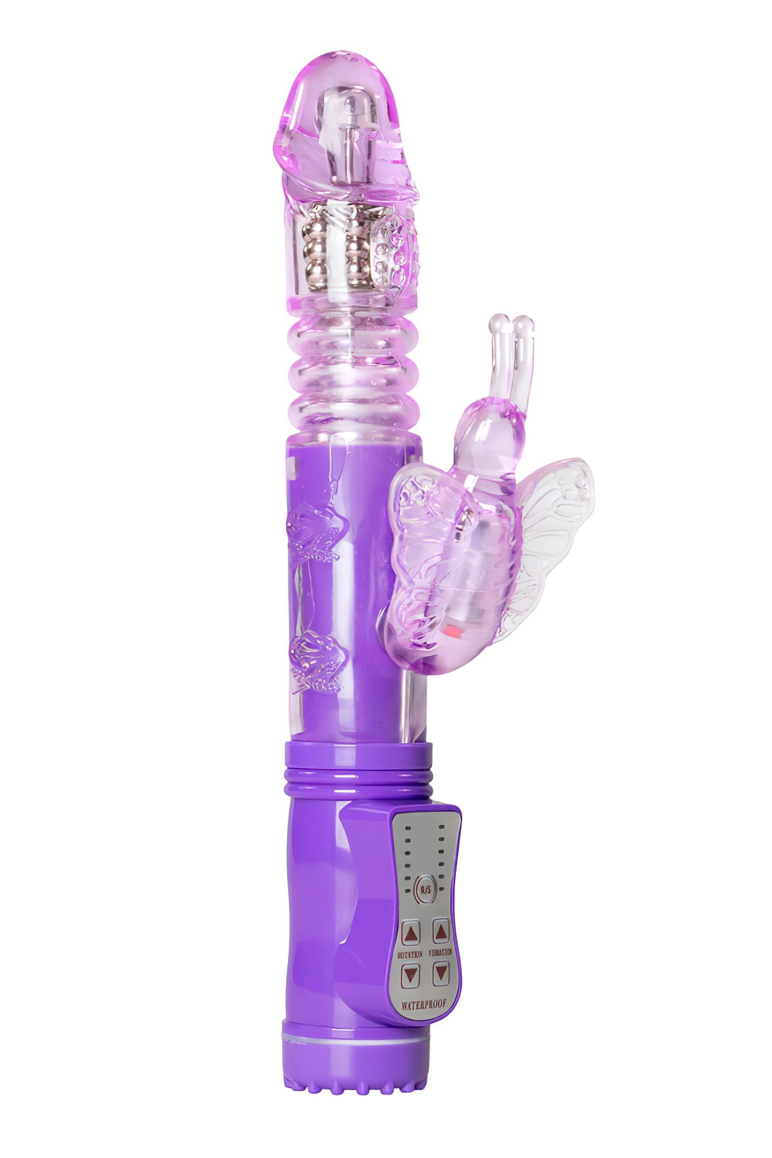 EasyToys Butterfly - forgó-lökő vibrátor (lila)