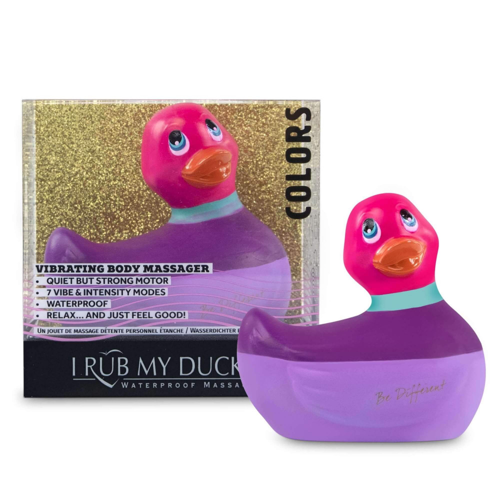 My Duckie Colors 2.0 - csíkos kacsa vízálló csiklóvibrátor (lila-pink)