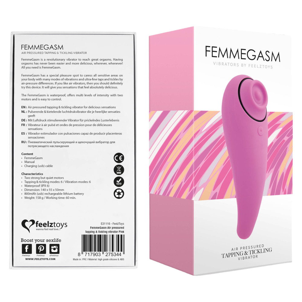 FEELZTOYS Femmegasm - vízálló hüvelyi és csiklóvibrátor (pink)
